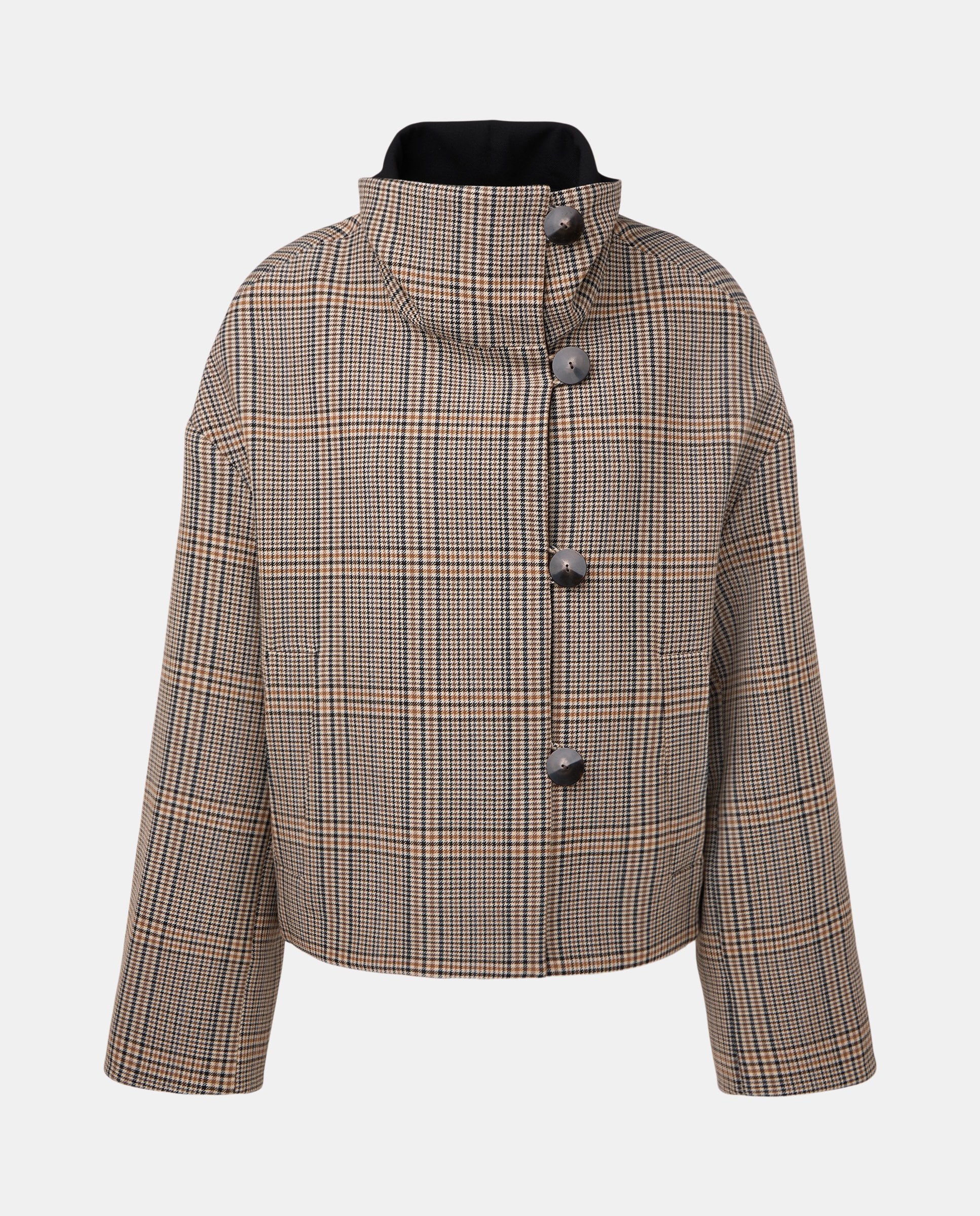 Casaco aos quadrados de mulher Castanho-5