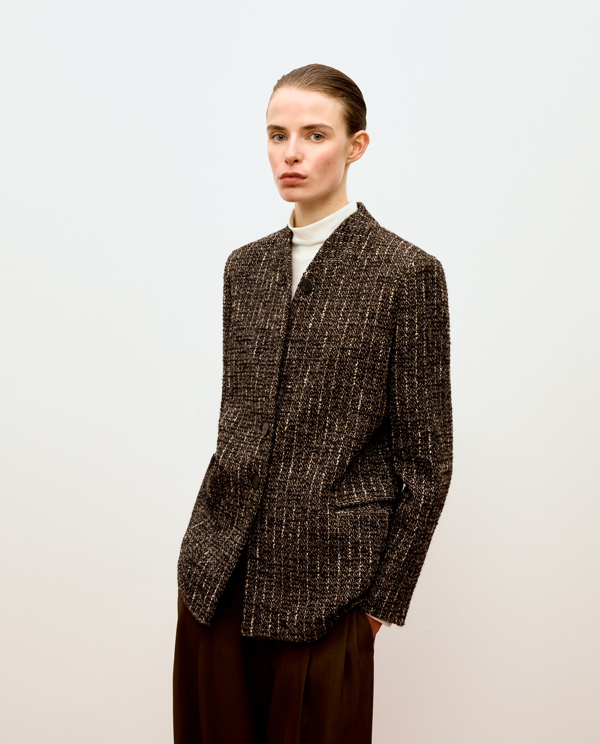 Blazer de mujer recta tweed - Woman Limited El Corte Inglés - Marrón Marrón-2