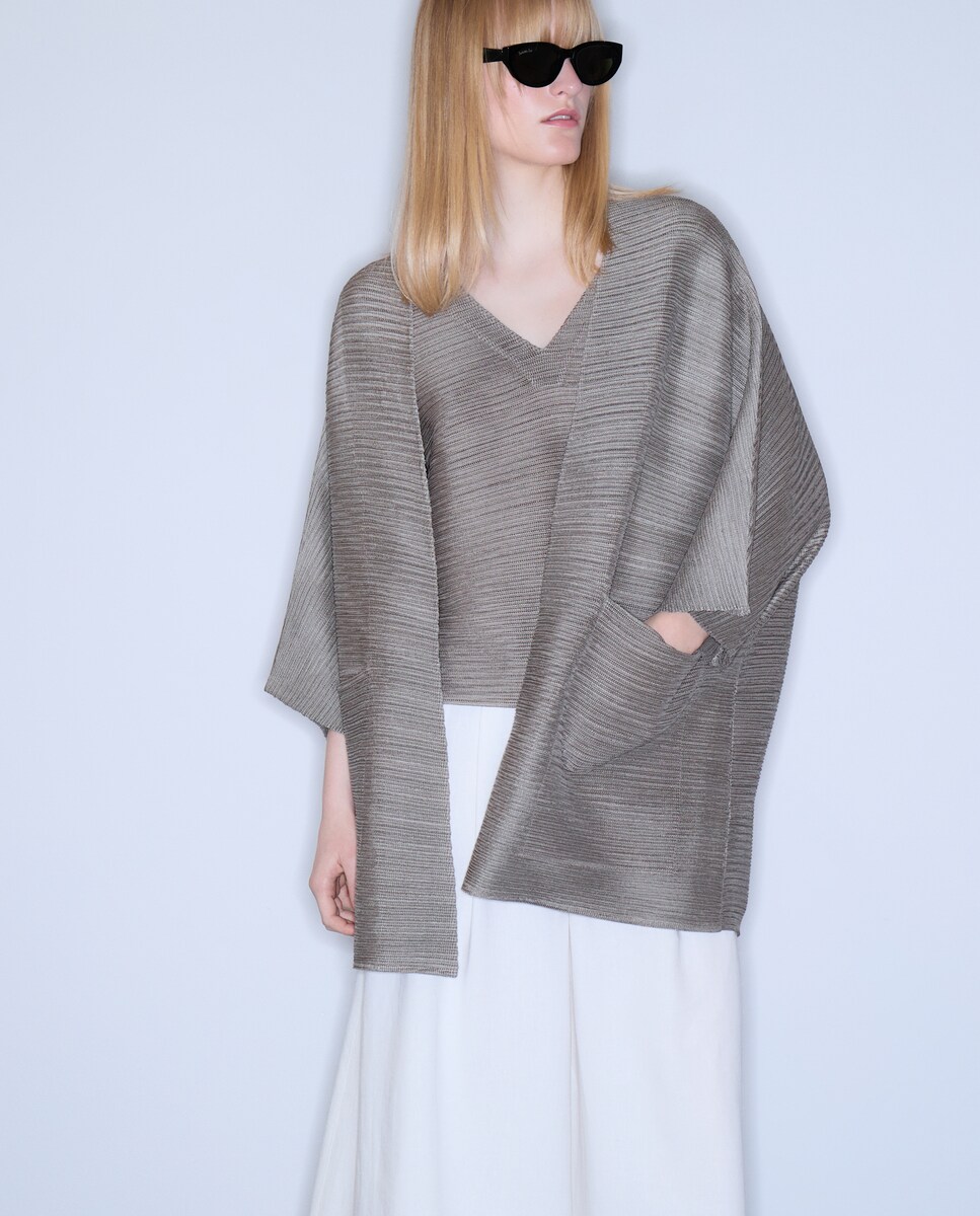 Casaco Tipo Kimono Plissado na Horizontal 850 Pedra-2