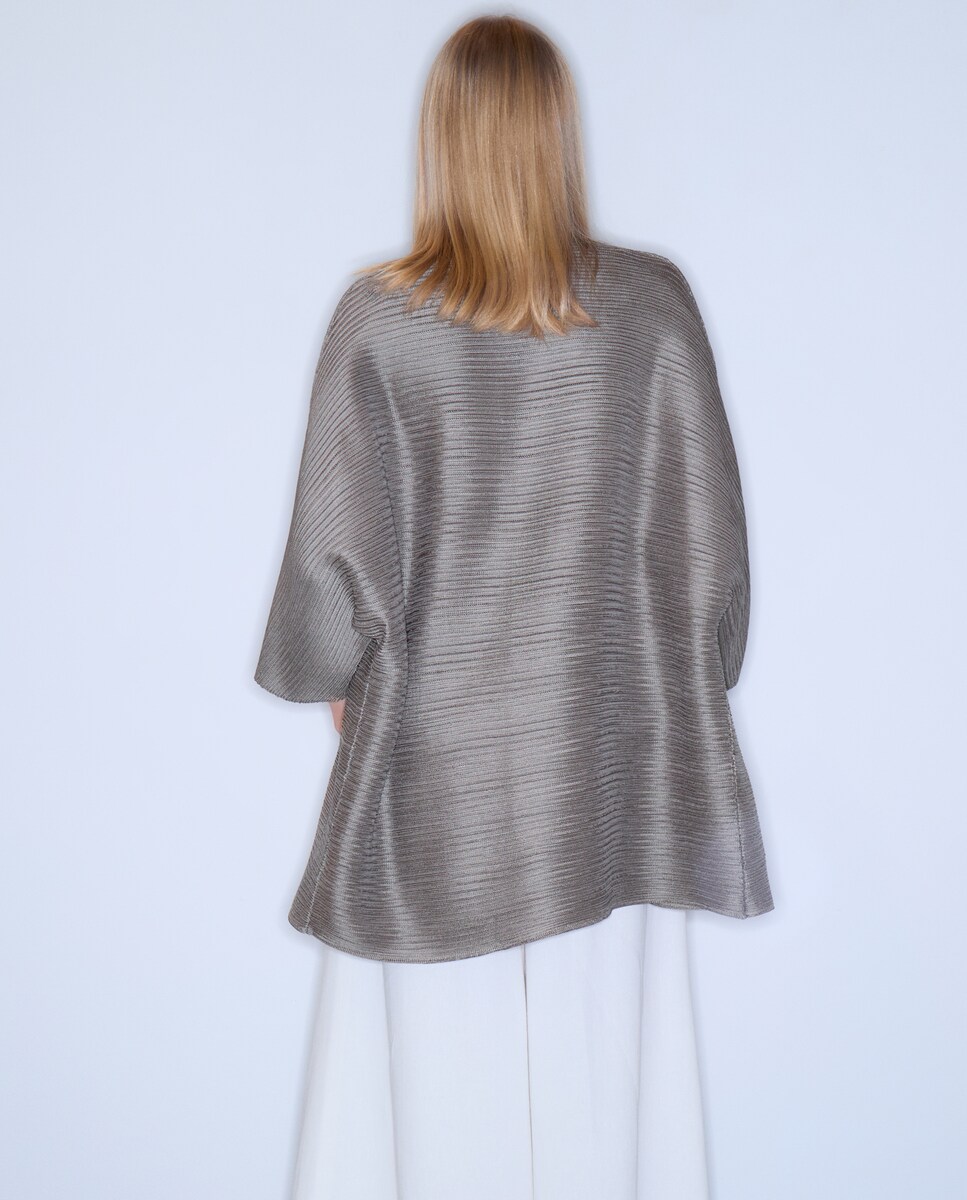 Casaco Tipo Kimono Plissado na Horizontal 850 Pedra-3