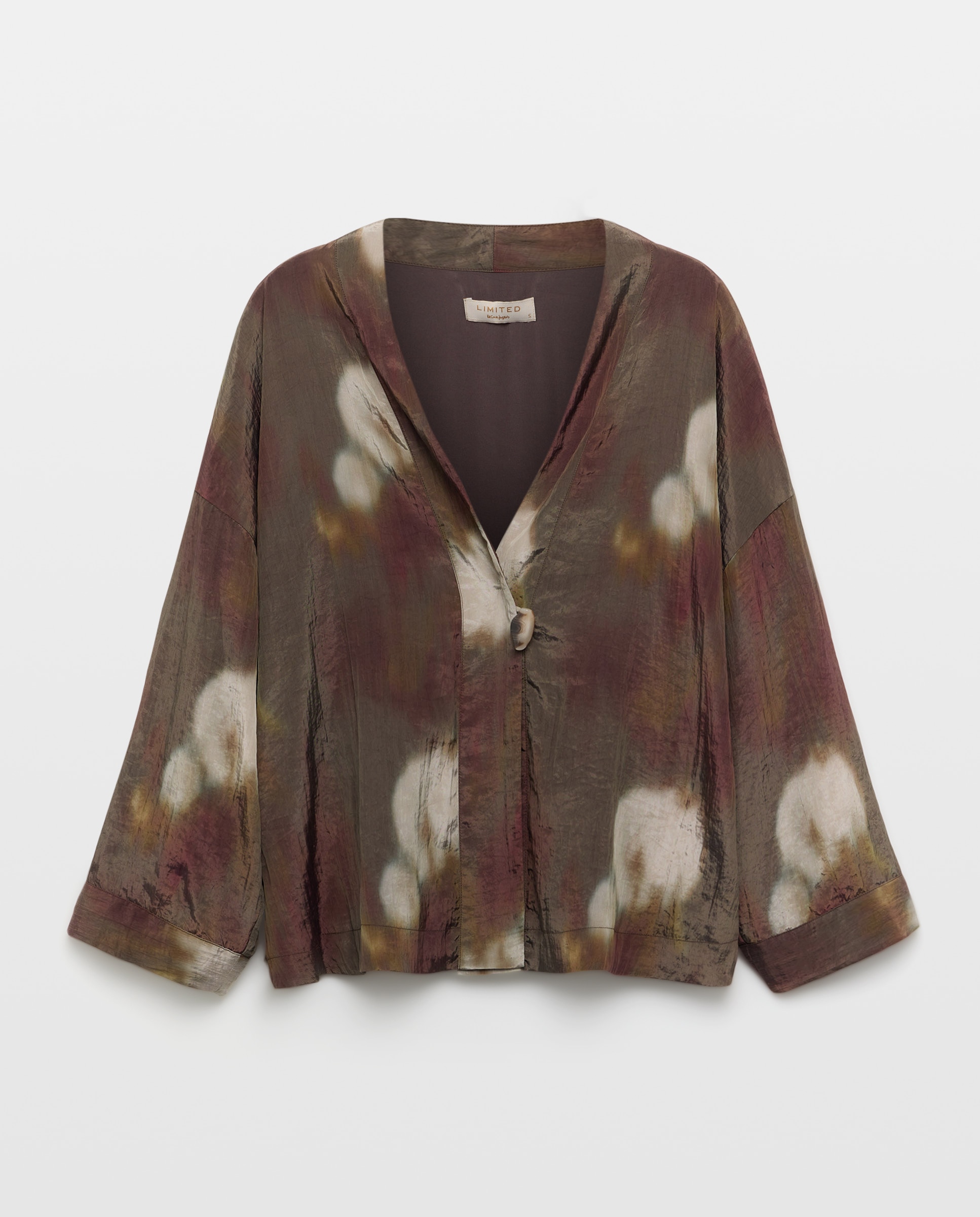 Kimono com Estampado Floral Esbatido Verde-5