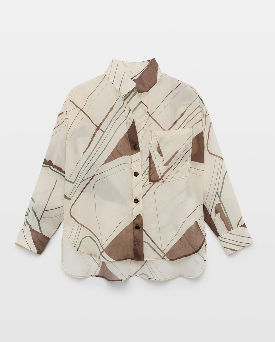 Imagen 0 de Camisa de mujer cuadros con manga larga Marrón