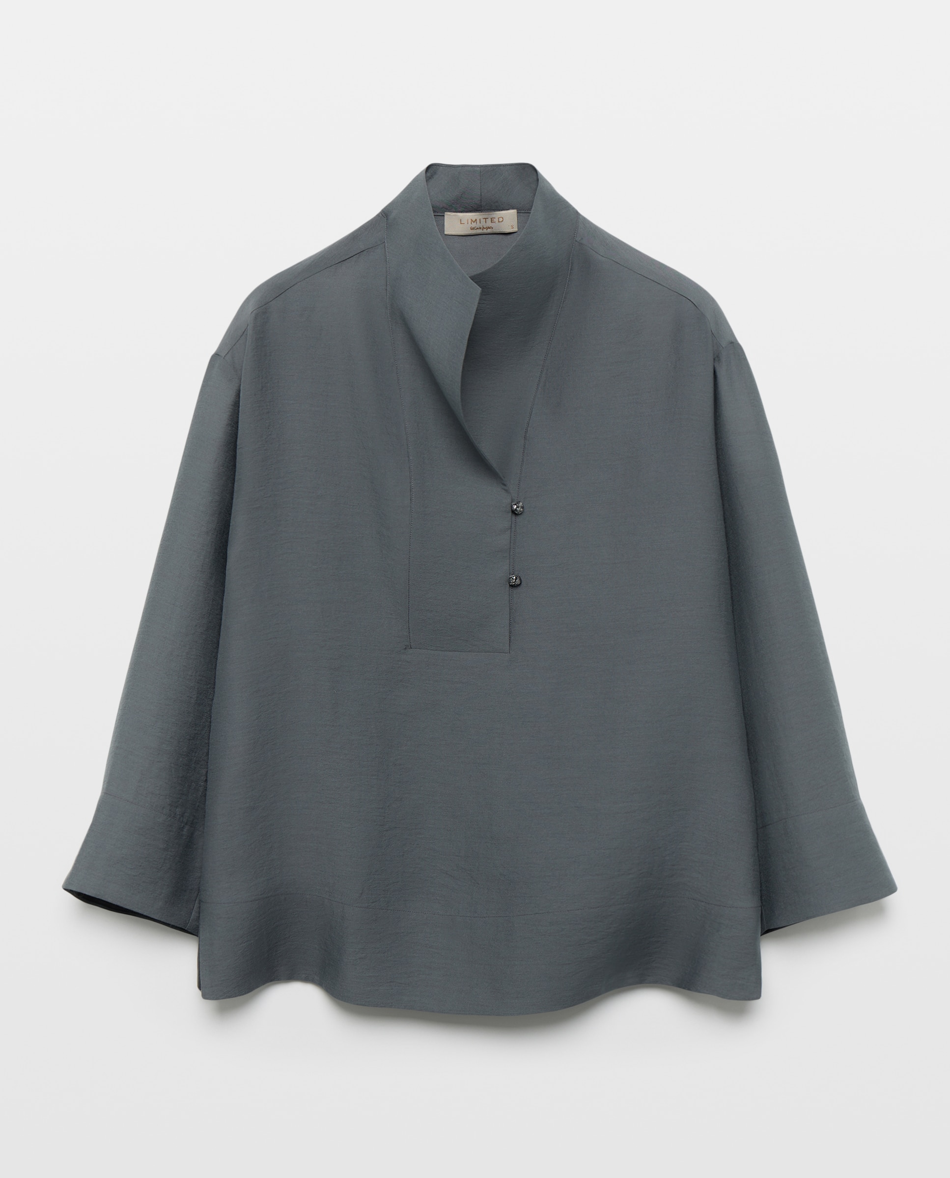 Blusa de mujer de manga larga y pechera cruzada - Woman Limited El Corte Inglés - 820 Gris medio 820 Gris medio-4