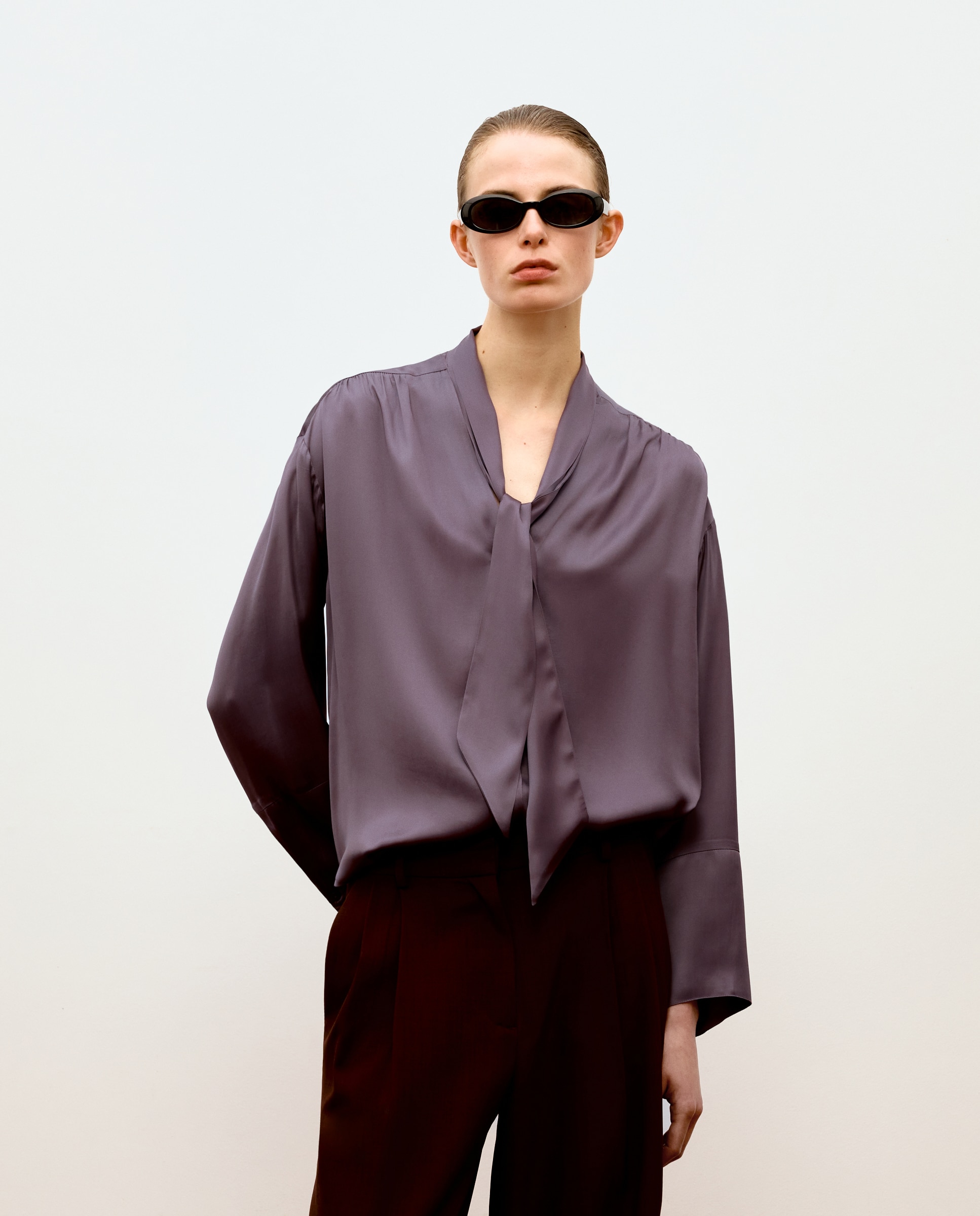 Blusa manga larga de mujer con broche - Woman Limited El Corte Inglés - Morado Morado-2