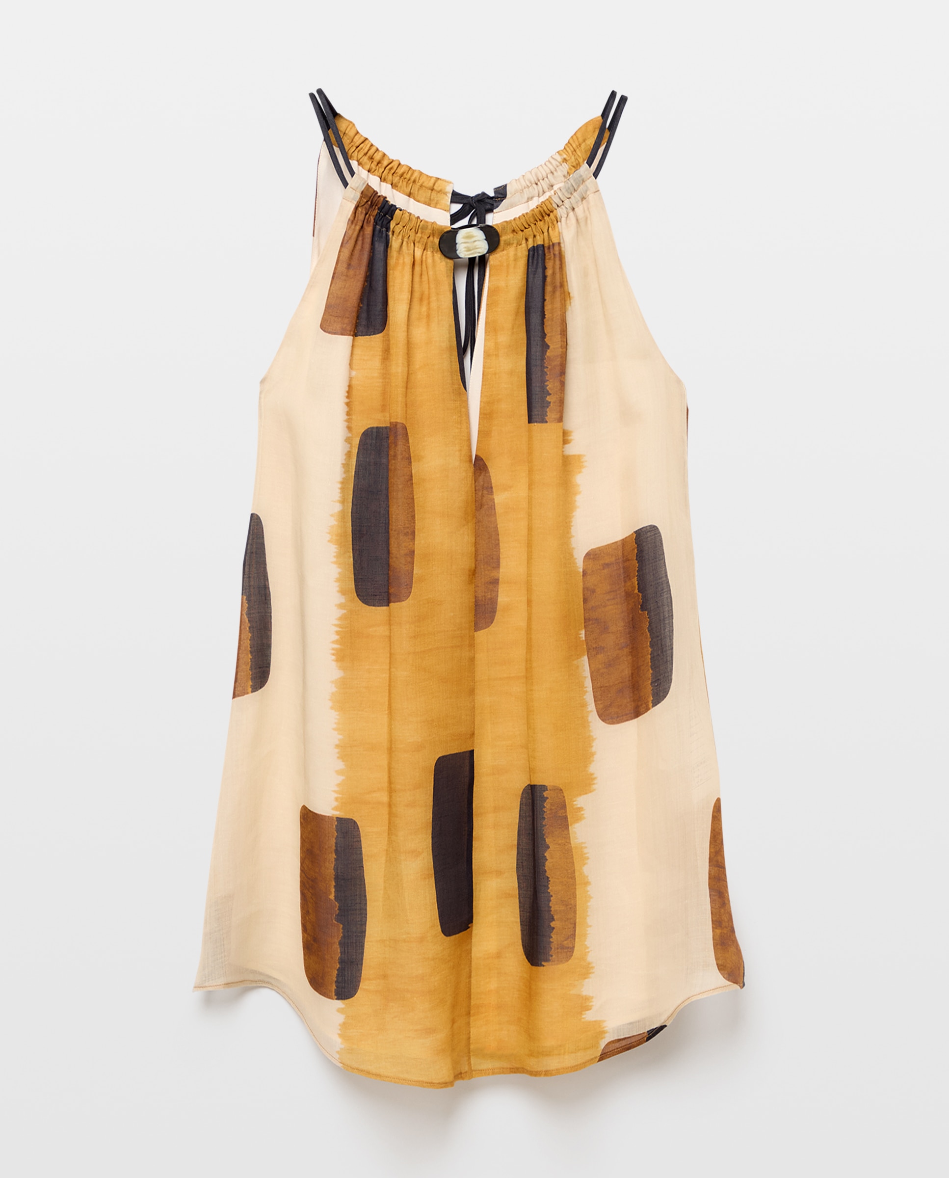 Top Halter com Estampado Geométrico Amarelo-4