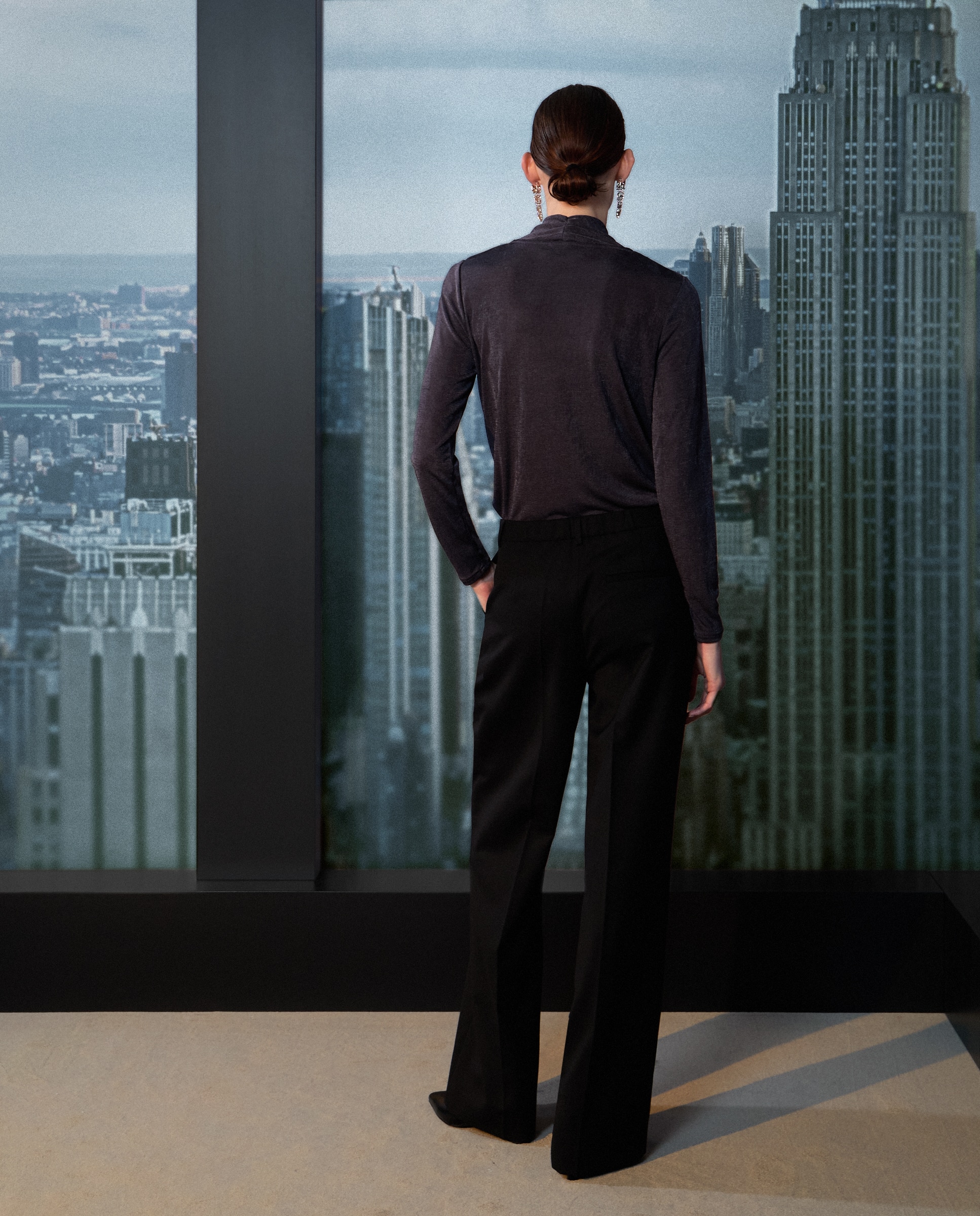 Camisola de Manga Comprida Lisa Chumbo-3