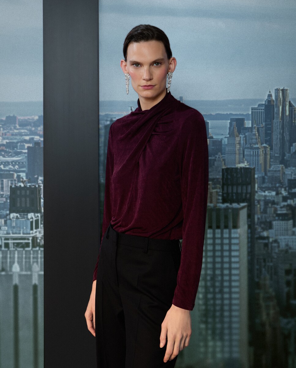 Camisola de Manga Comprida Lisa 290 Bordeaux-2