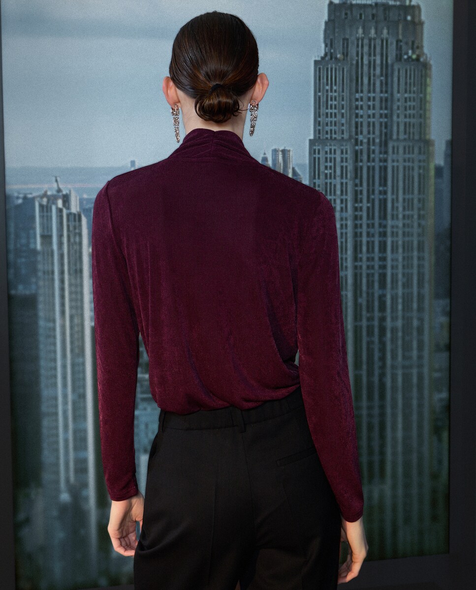 Camisola de Manga Comprida Lisa 290 Bordeaux-3