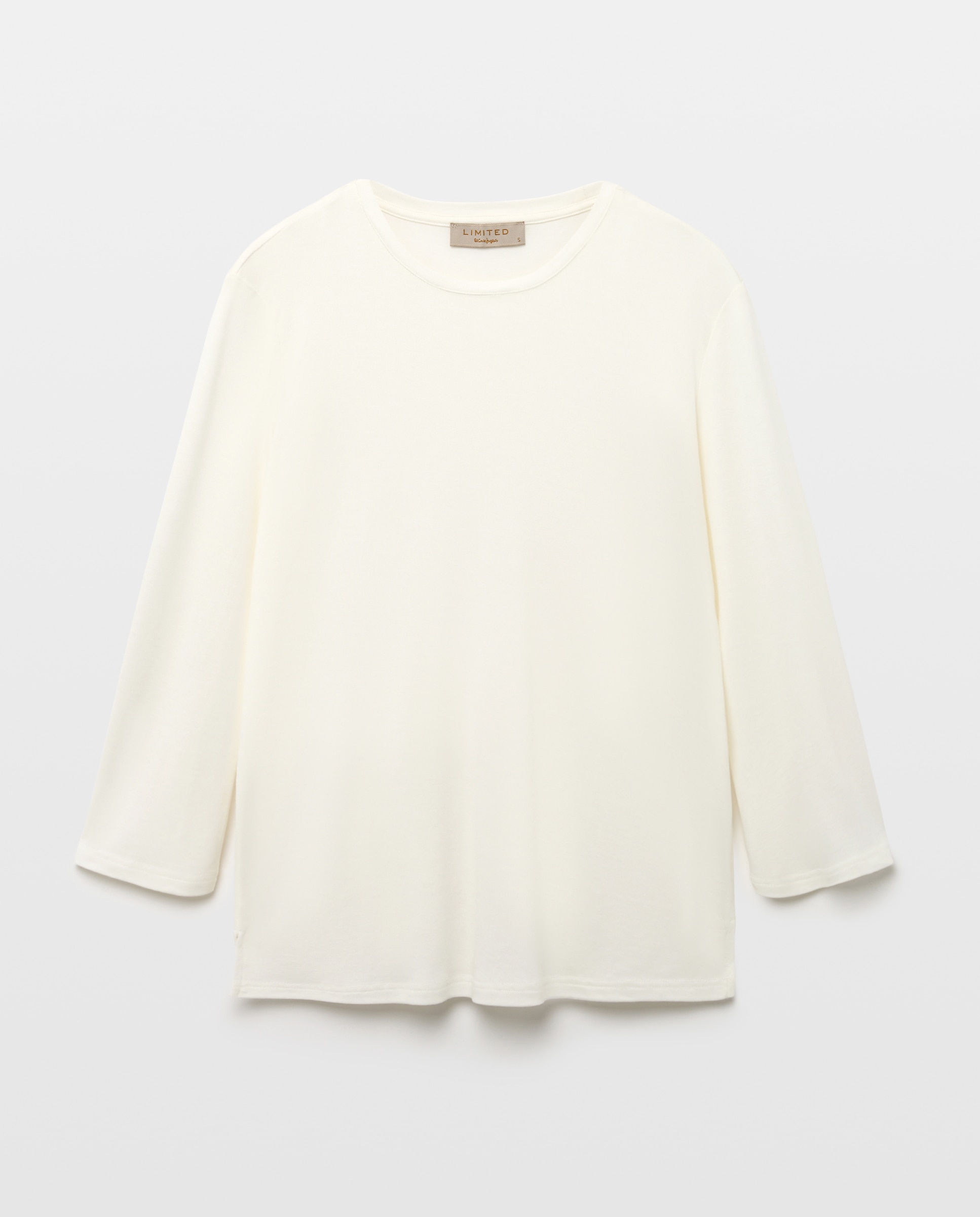 Imagen 4 de Camiseta de mujer con manga larga y tejido combinado - Woman Limited El Corte Inglés - 120 Crudo 120 Crudo