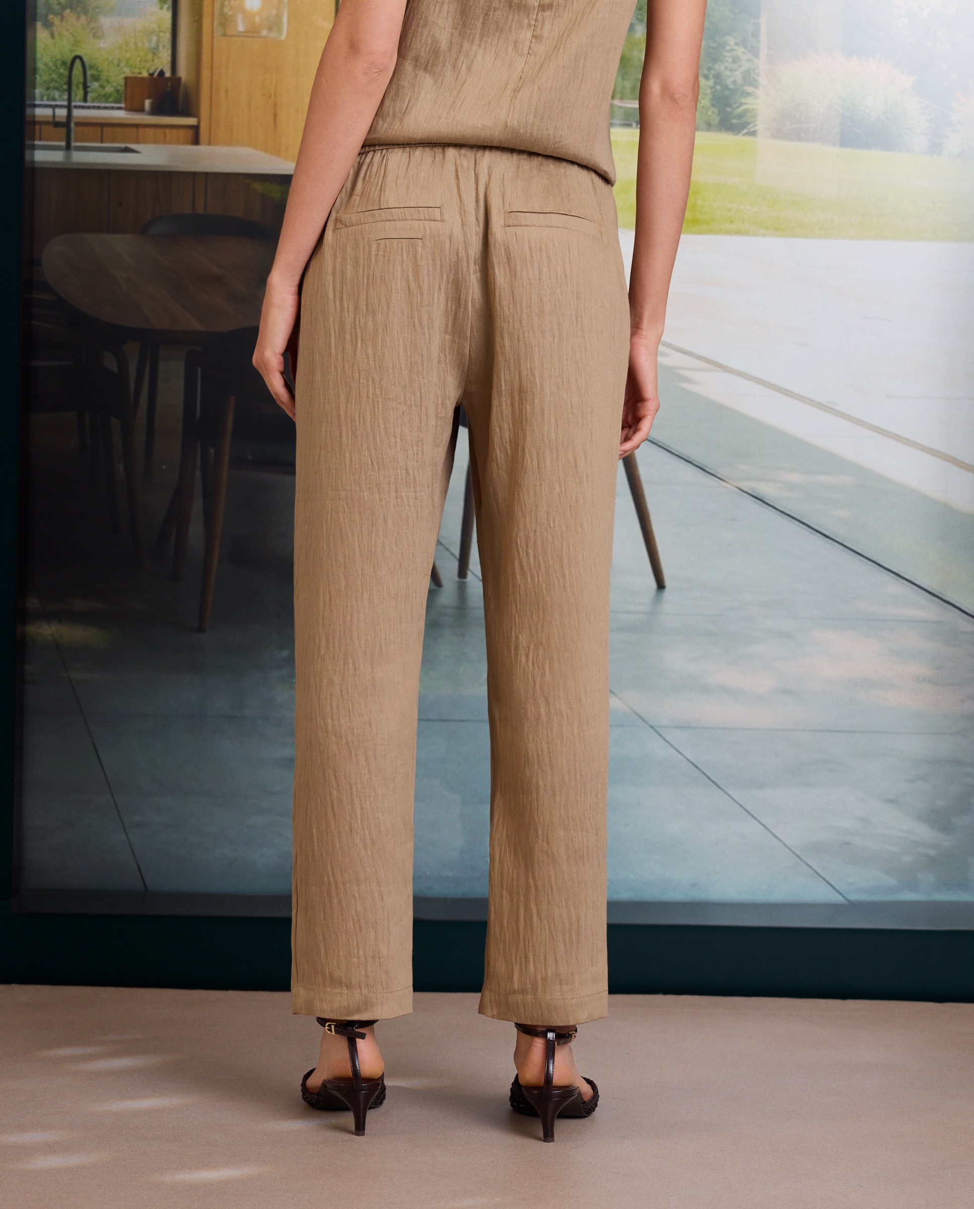 Pantalón de mujer carrot conjunto kimono arrugado - Woman Limited El Corte Inglés - Beige Beige-3