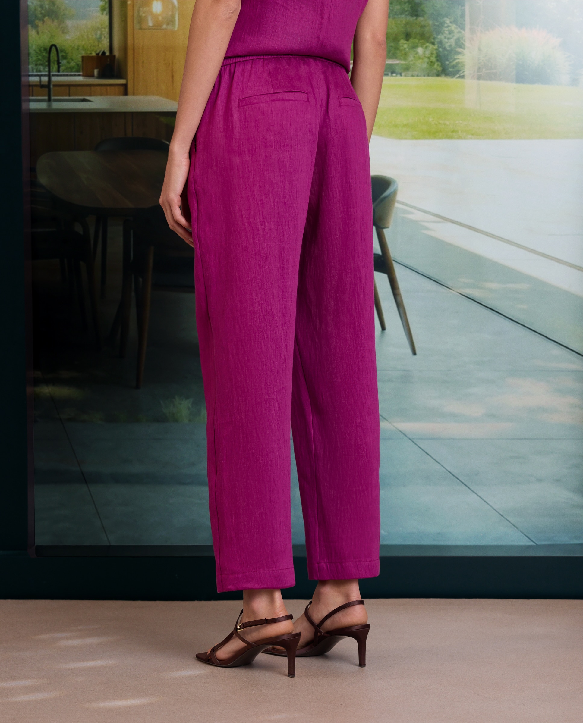 Calças Carrot de Conjunto de Kimono Enrugado 200 Rosa-3