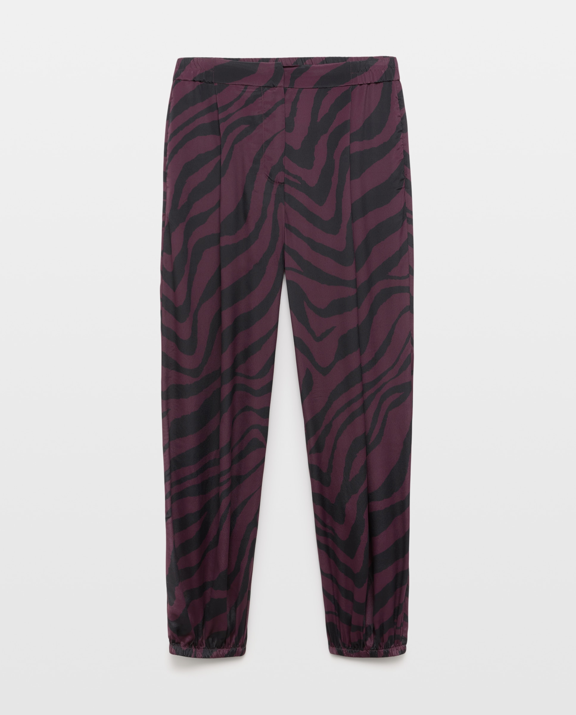 Calças com Animal Print de Zebra e Detalhe de Laço Roxo-4