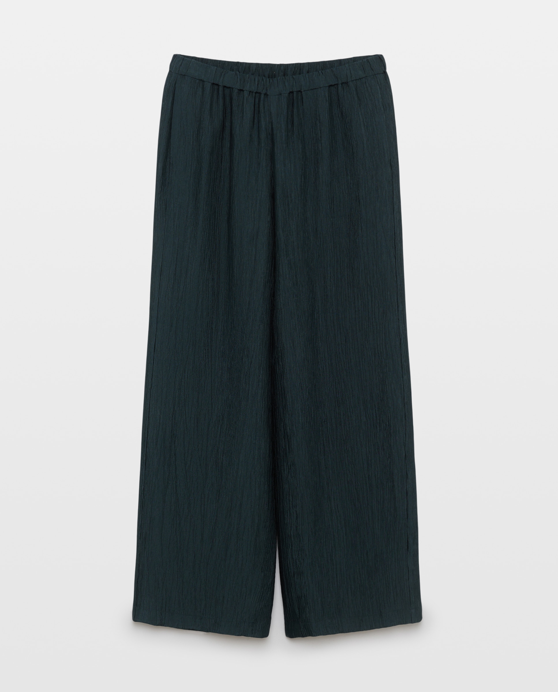 Pantalón ancho fluido en tejido texturado de mujer - Woman Limited El Corte Inglés - 530 Verde oscuro 530 Verde oscuro-4