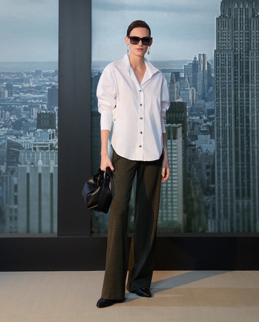 Imagem 0 de Calças Largas com Padrão Espinha de Peixe