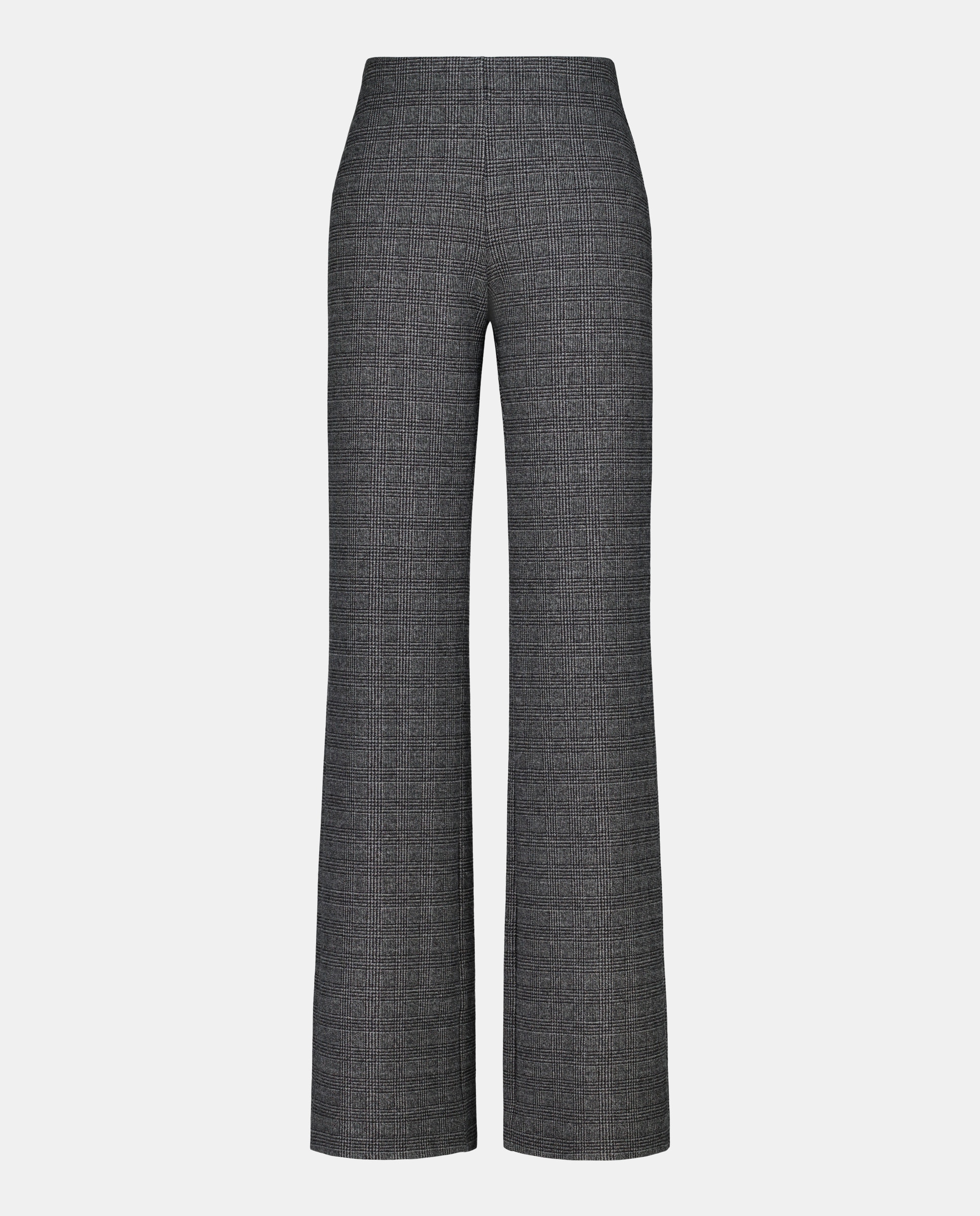 Calças de Malha aos Quadrados Preto-4