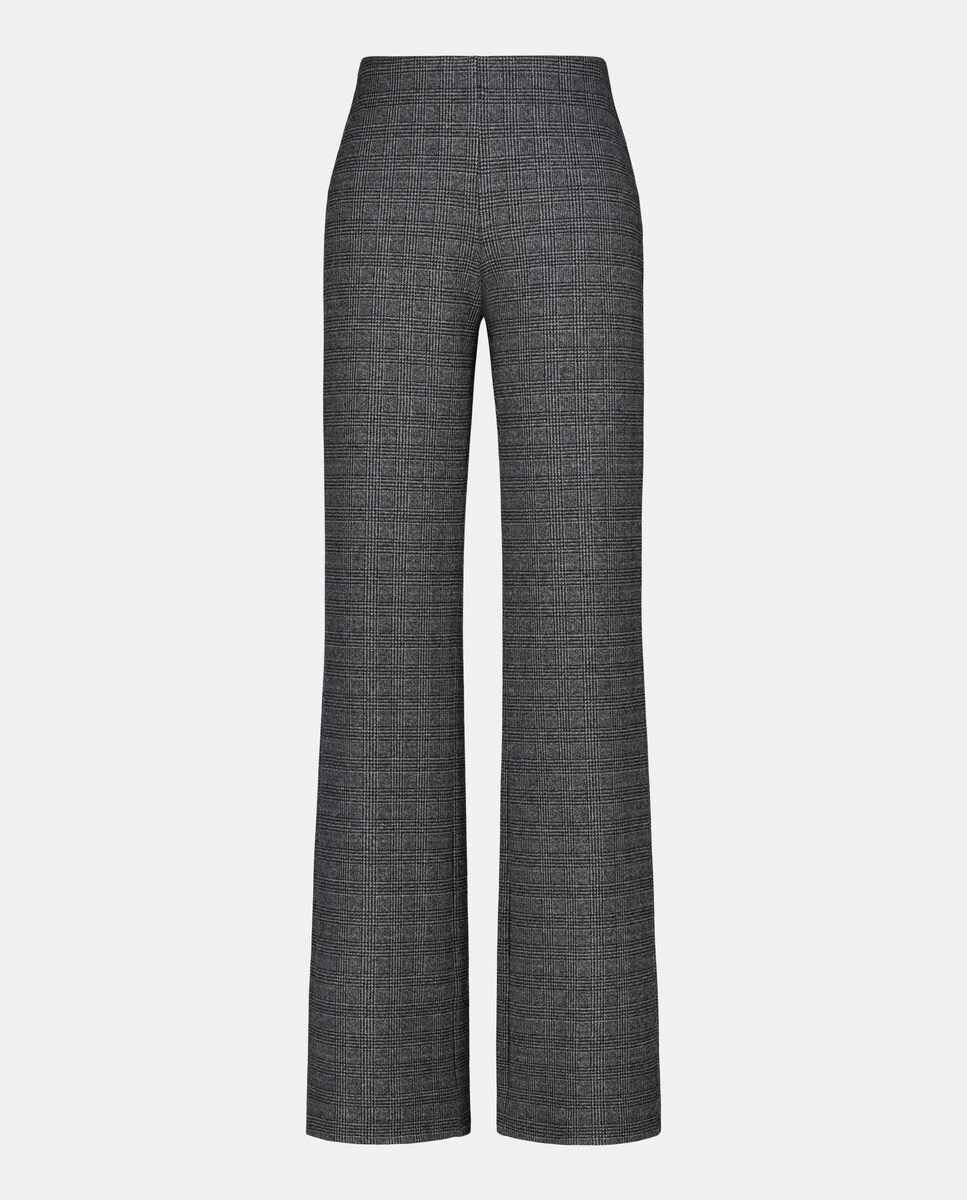 Calças de Malha aos Quadrados Preto-4