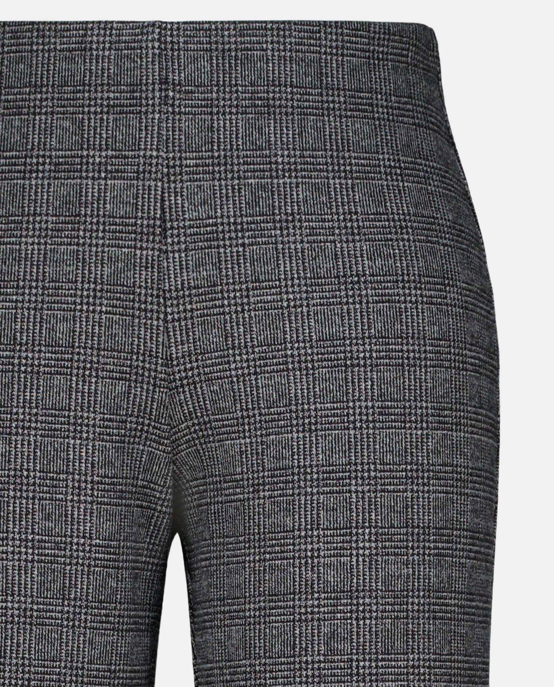 Calças de Malha aos Quadrados Preto-5