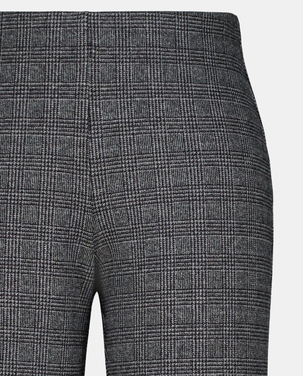 Calças de Malha aos Quadrados Preto-5