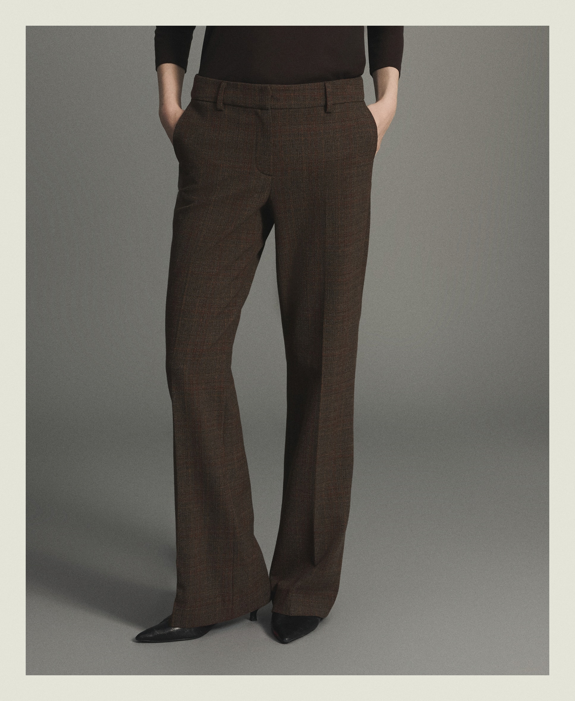 Pantalón de mujer flare cuadros - Woman Limited El Corte Inglés - Marrón Marrón-2