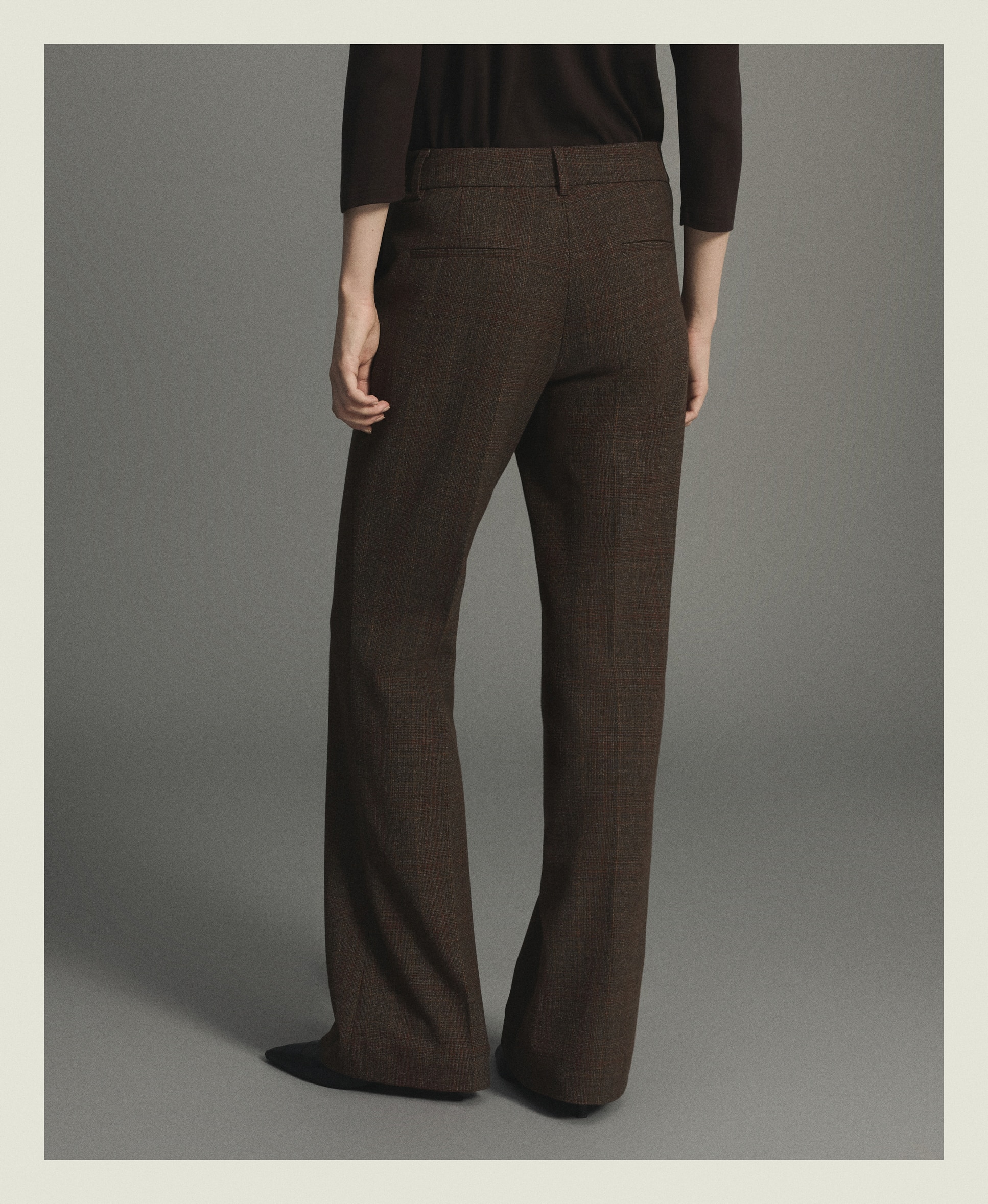 Pantalón de mujer flare cuadros - Woman Limited El Corte Inglés - Marrón Marrón-3