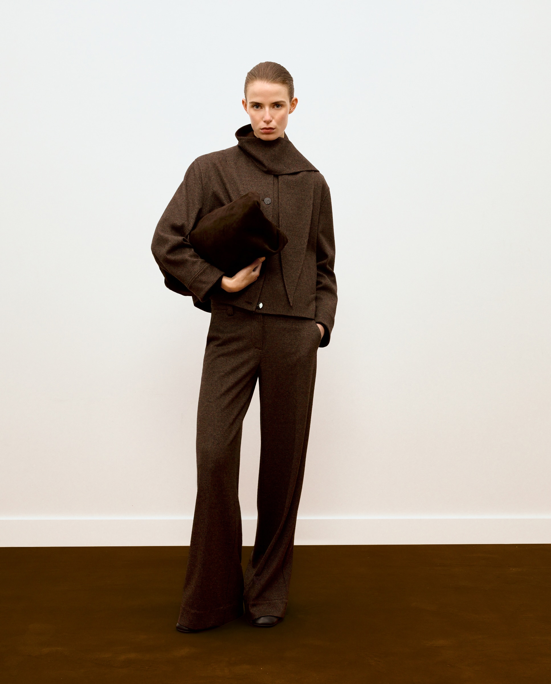 Pantalón de mujer ancho cuadros - Woman Limited El Corte Inglés - Marrón Marrón-1