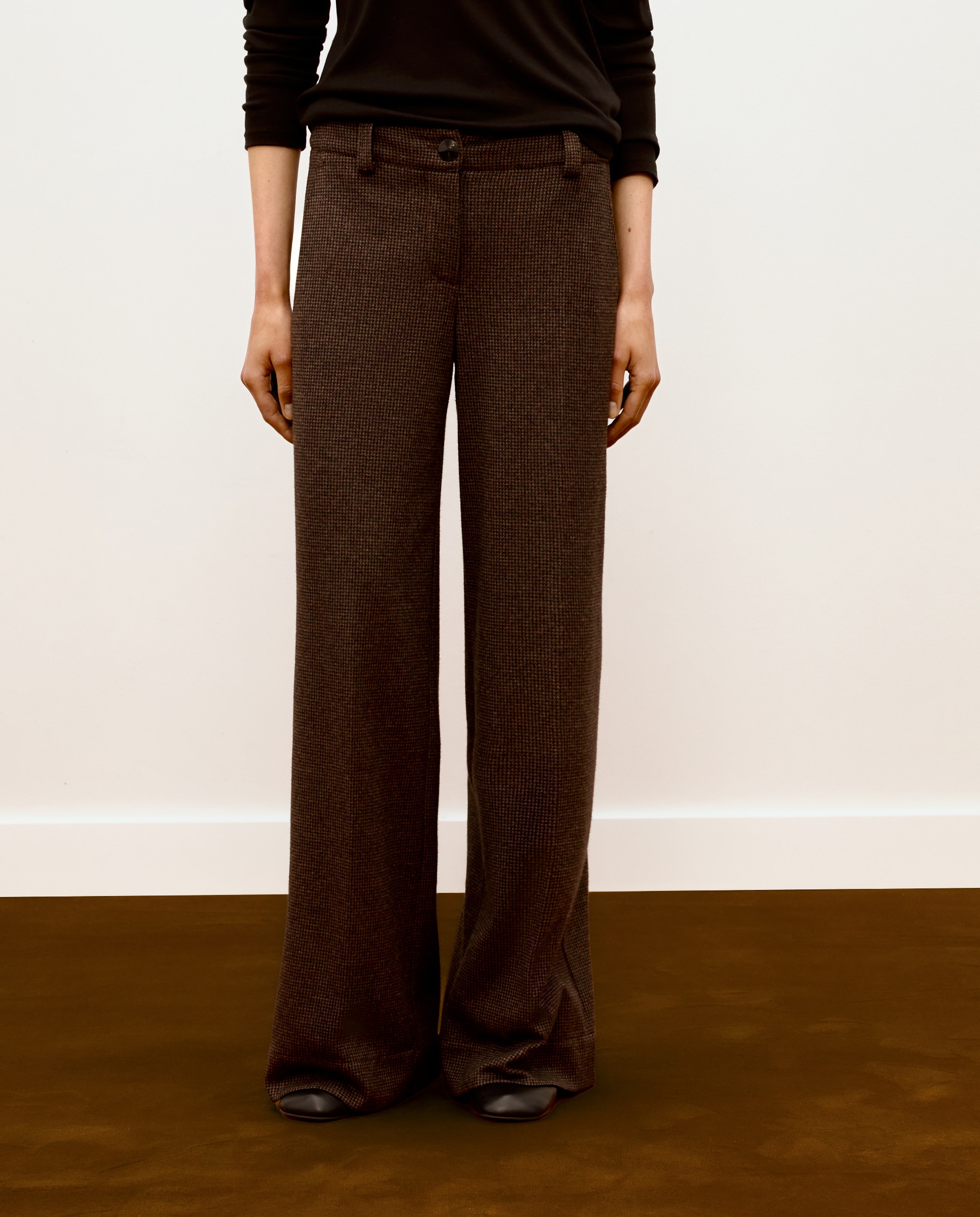 Pantalón de mujer ancho cuadros - Woman Limited El Corte Inglés - Marrón Marrón-2
