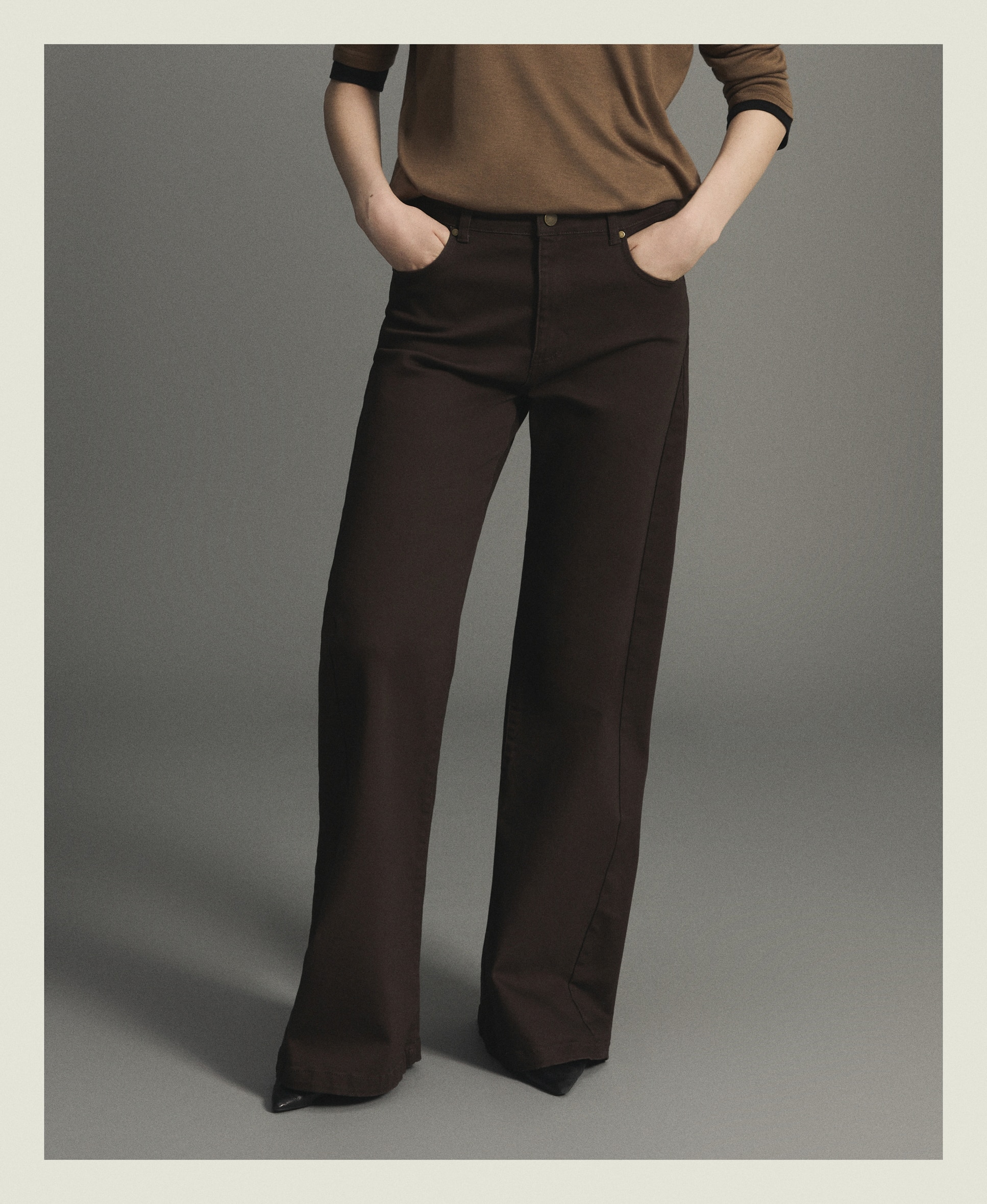 Pantalón flare denim de mujer - Woman Limited El Corte Inglés - Marrón Marrón-2