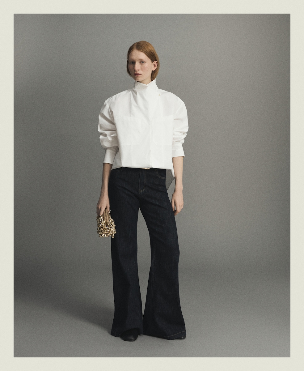 Imagen 0 de Pantalón flare denim de mujer Negro intenso
