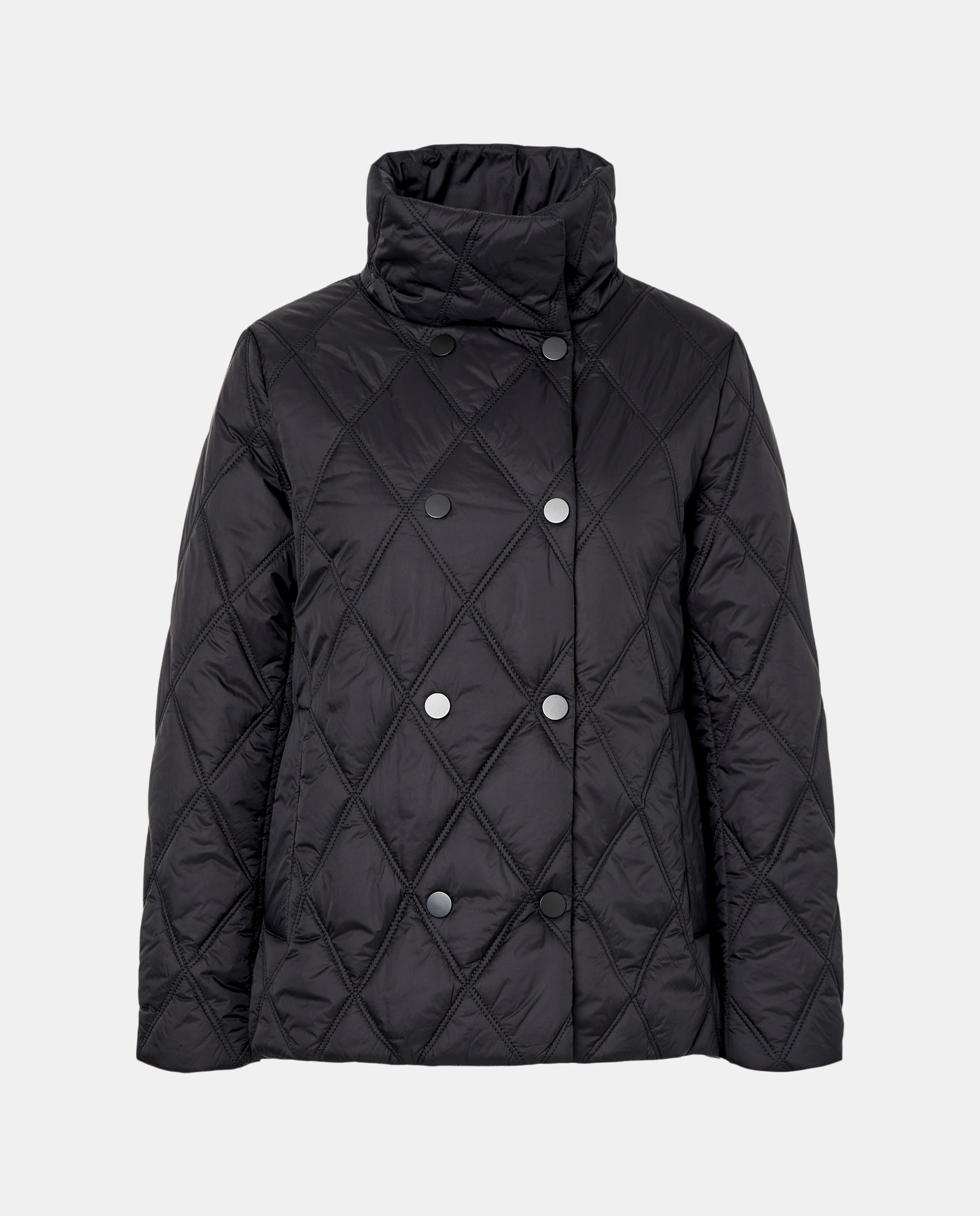 Casacão Acolchoado Liso Curto Preto-5