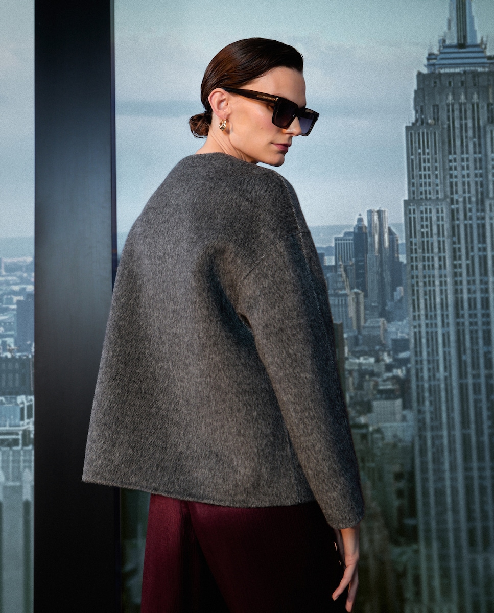 Casacão Curto Estampado 820 Cinzento Médio-3