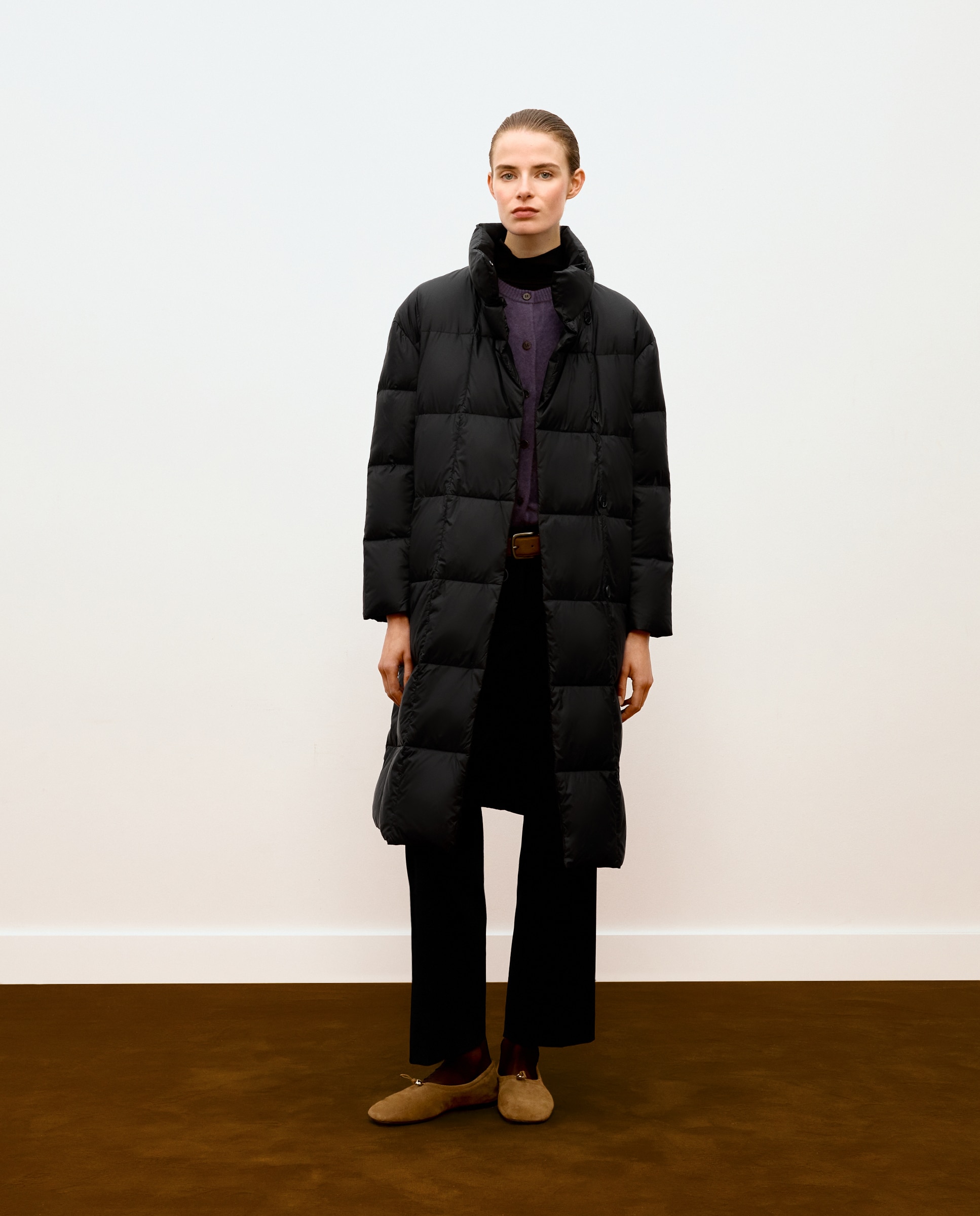 Abrigo de mujer con cuello envolvente acolchado largo - Woman Limited El Corte Inglés - Negro Negro-3