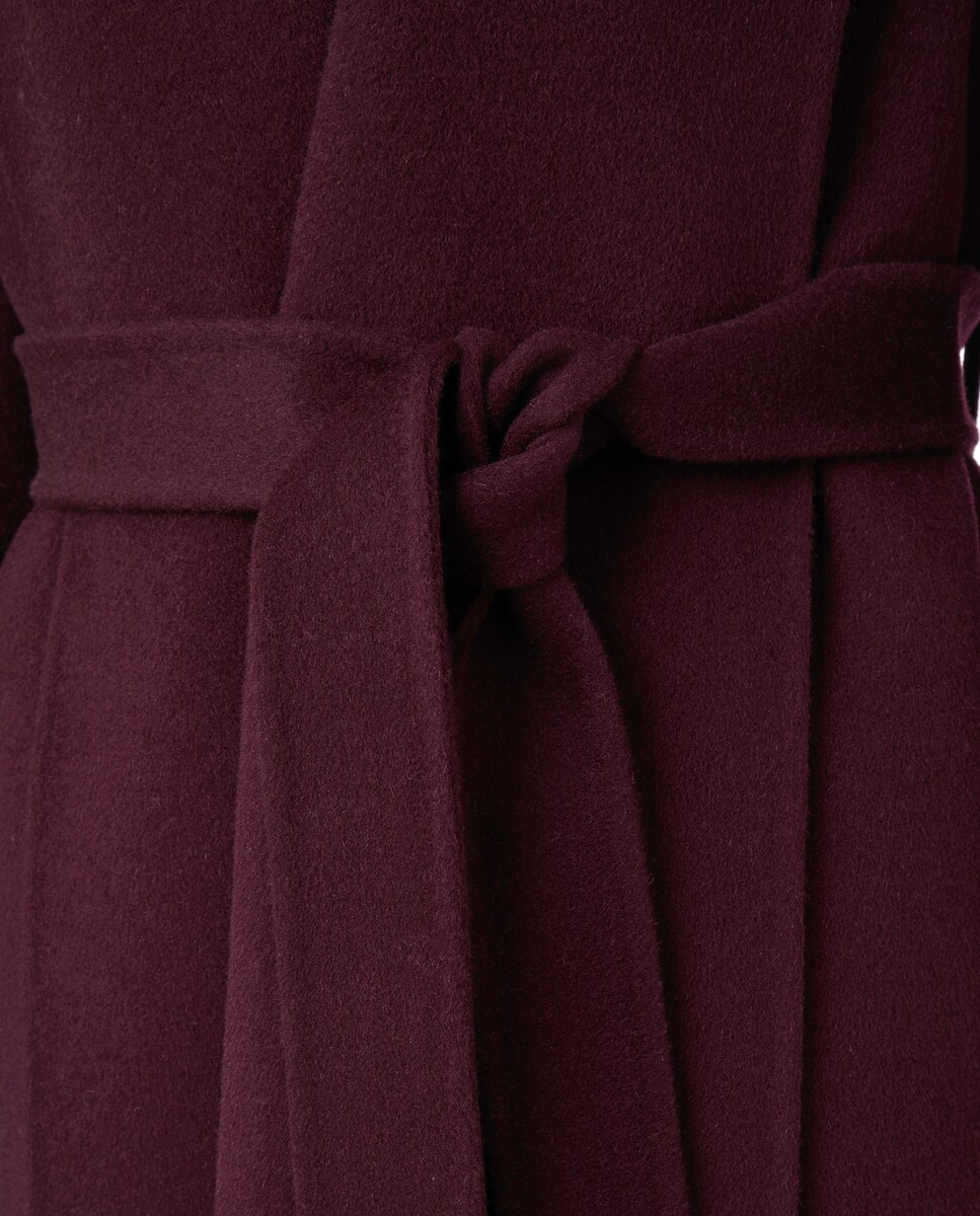 Sobretudo de Pano Liso Comprido Bordeaux-6