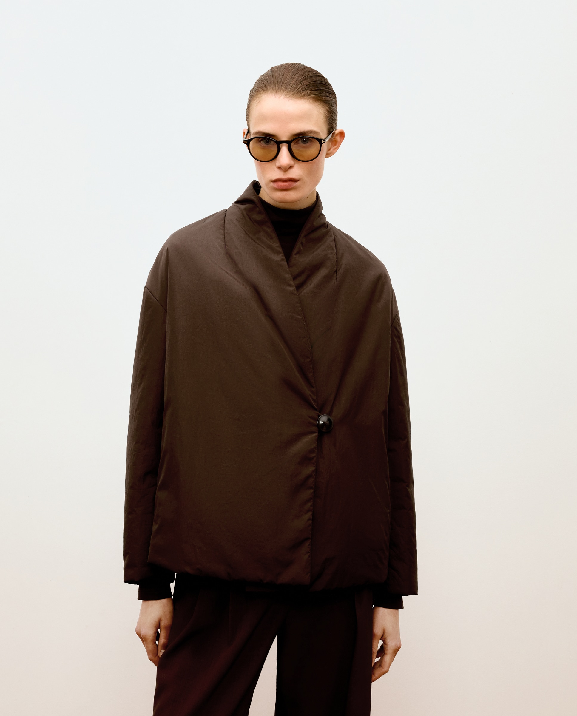 Chaquetón corto liso de mujer - Woman Limited El Corte Inglés - Marrón Marrón-2