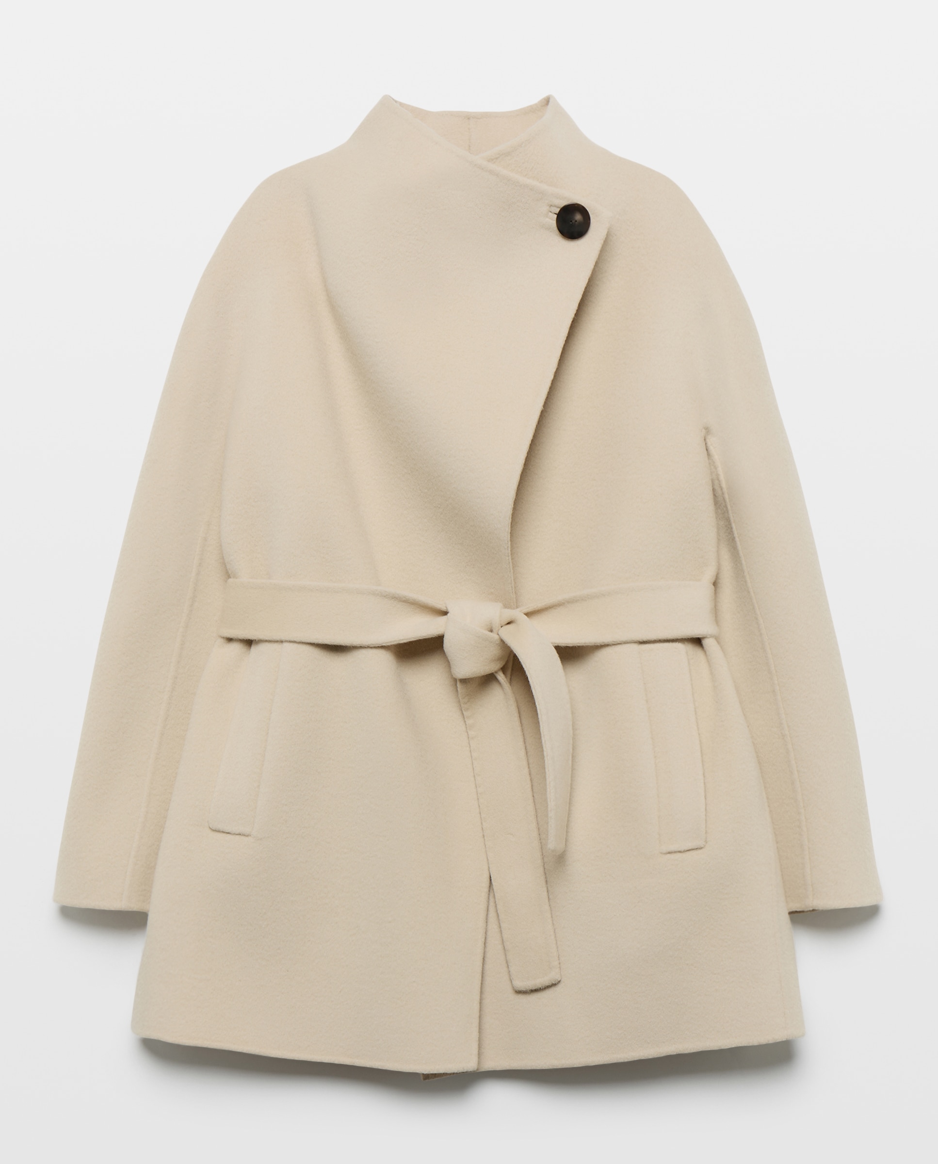 Chaquetón cruzado en paño con cinturón de mujer - Woman Limited El Corte Inglés - Beige Beige-6