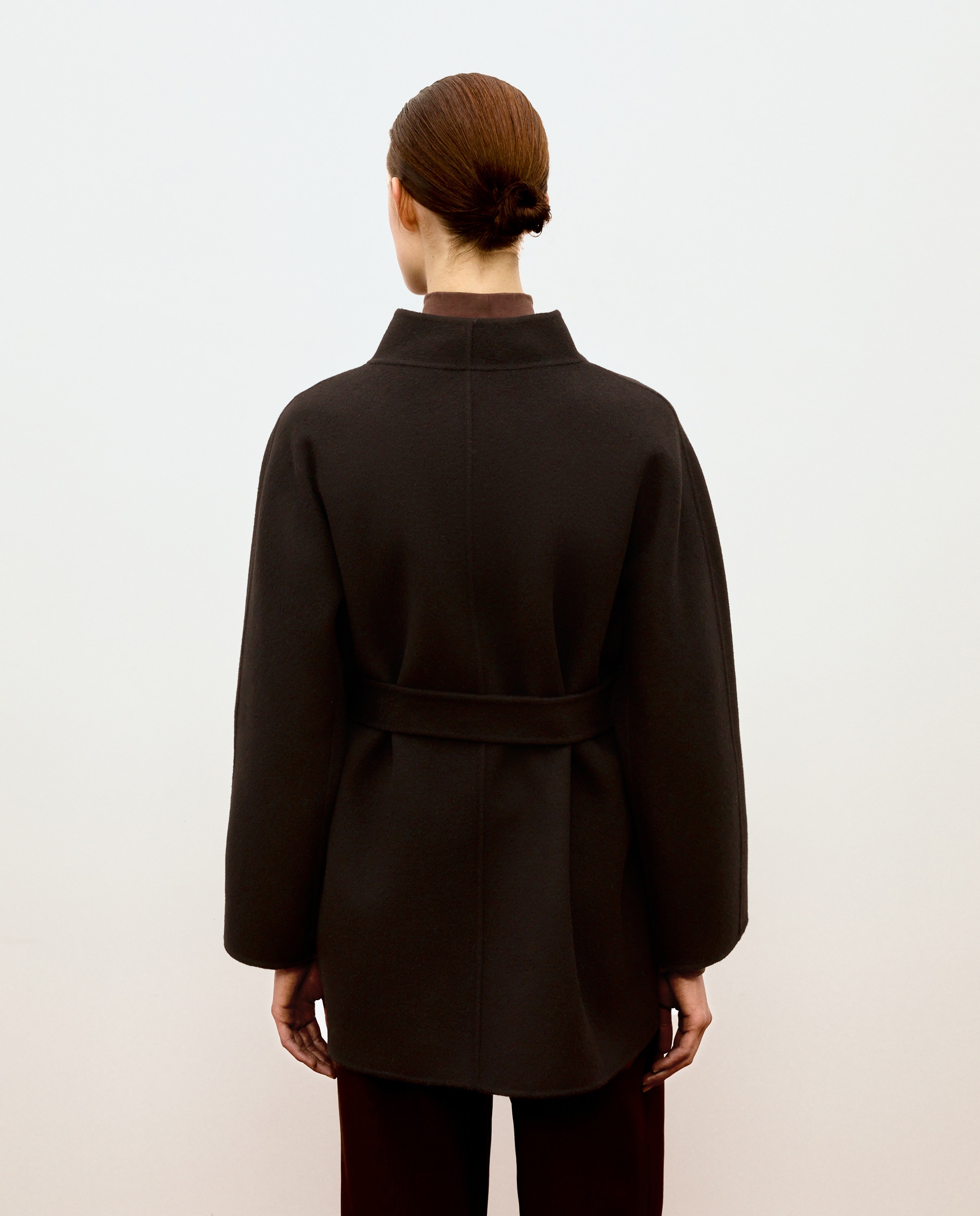 Chaquetón cruzado en paño con cinturón de mujer - Woman Limited El Corte Inglés - Negro Negro-4
