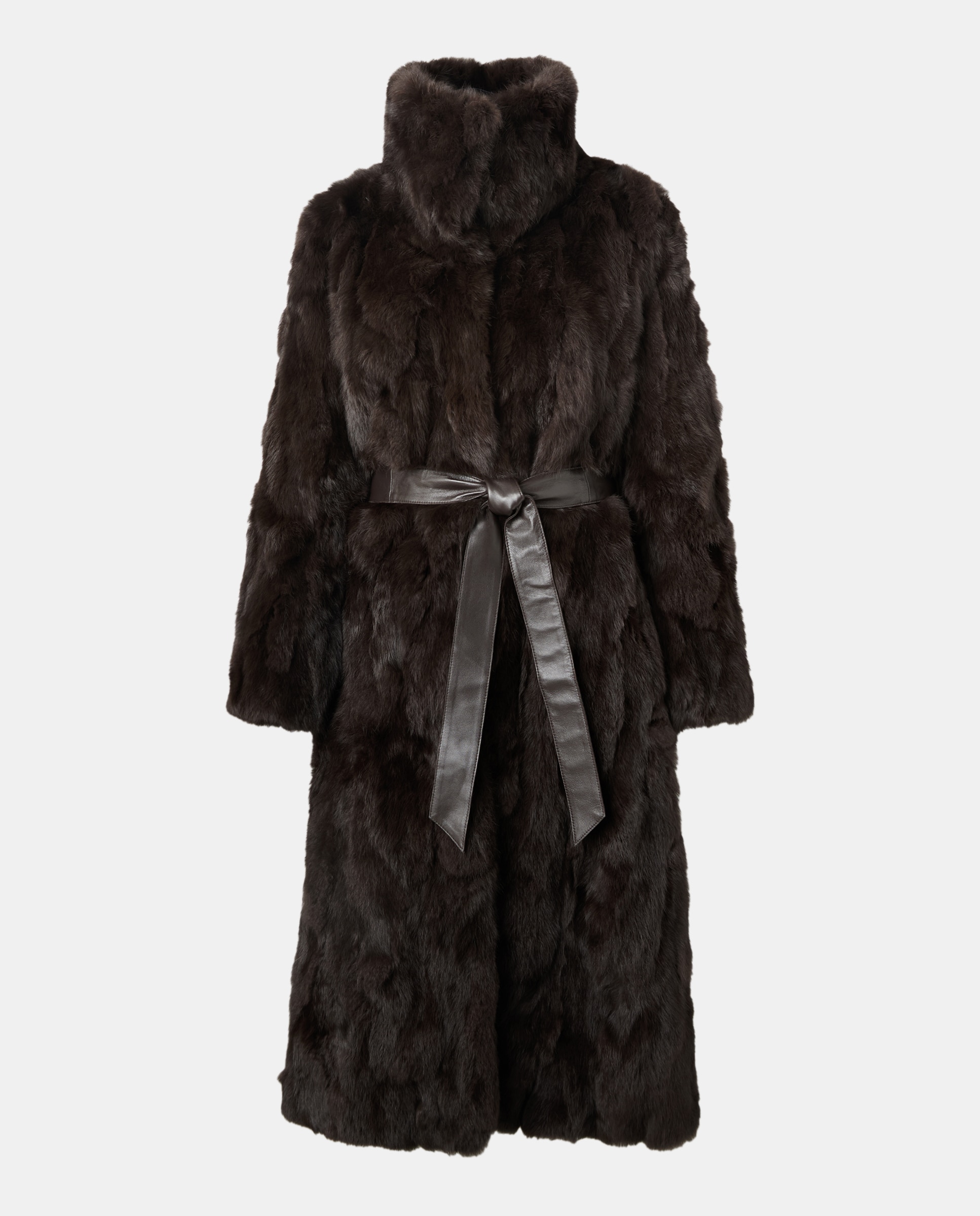 Sobretudo de Pelo de Coelho Castanho-6