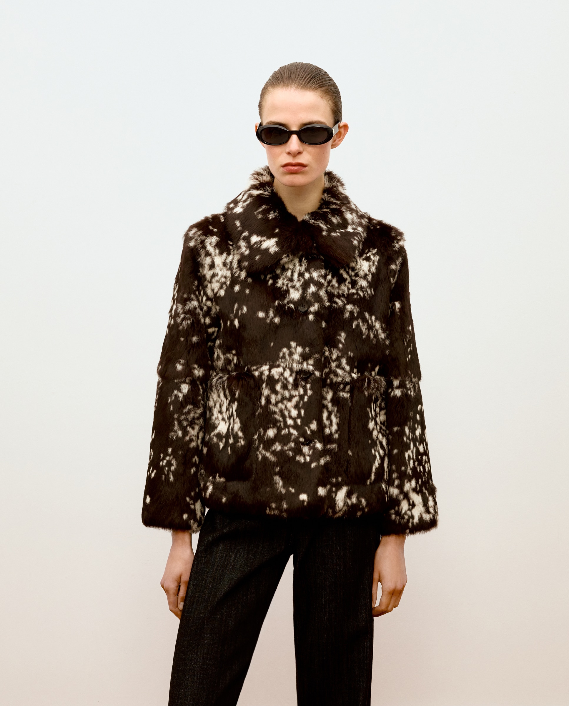 Chaquetón animal print de mujer de pelo de conejo - Woman Limited El Corte Inglés - Marrón Marrón-2