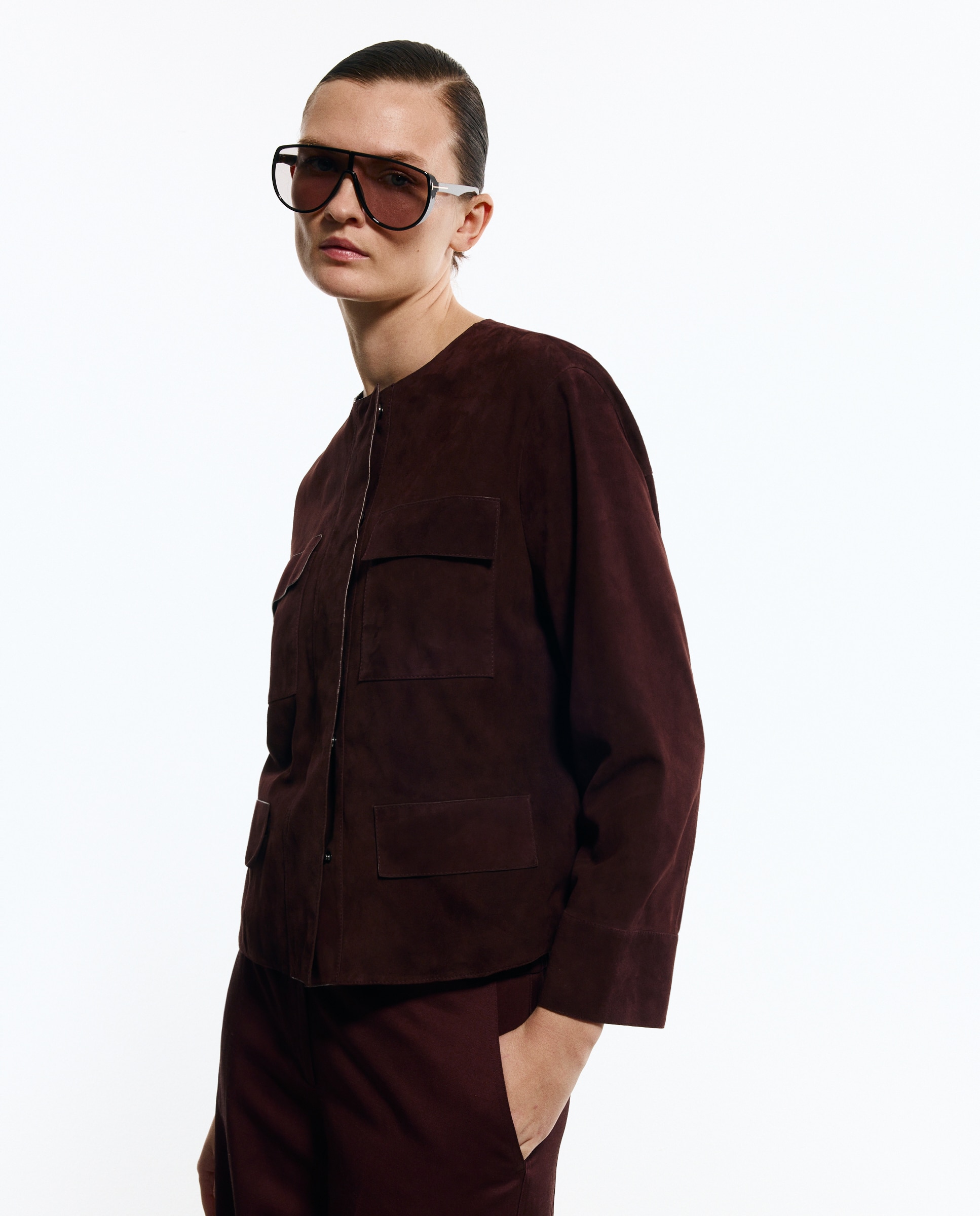 Imagem 0 de Casaco de Camurça com Bolsos