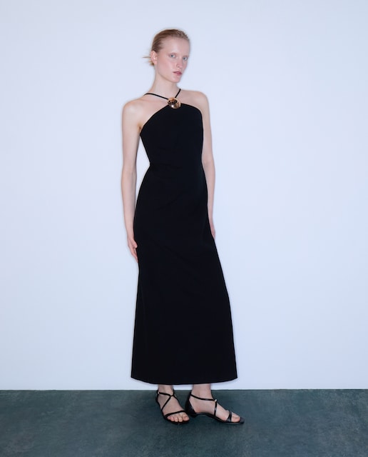 Imagen 0 de Vestido lino con cuello halter