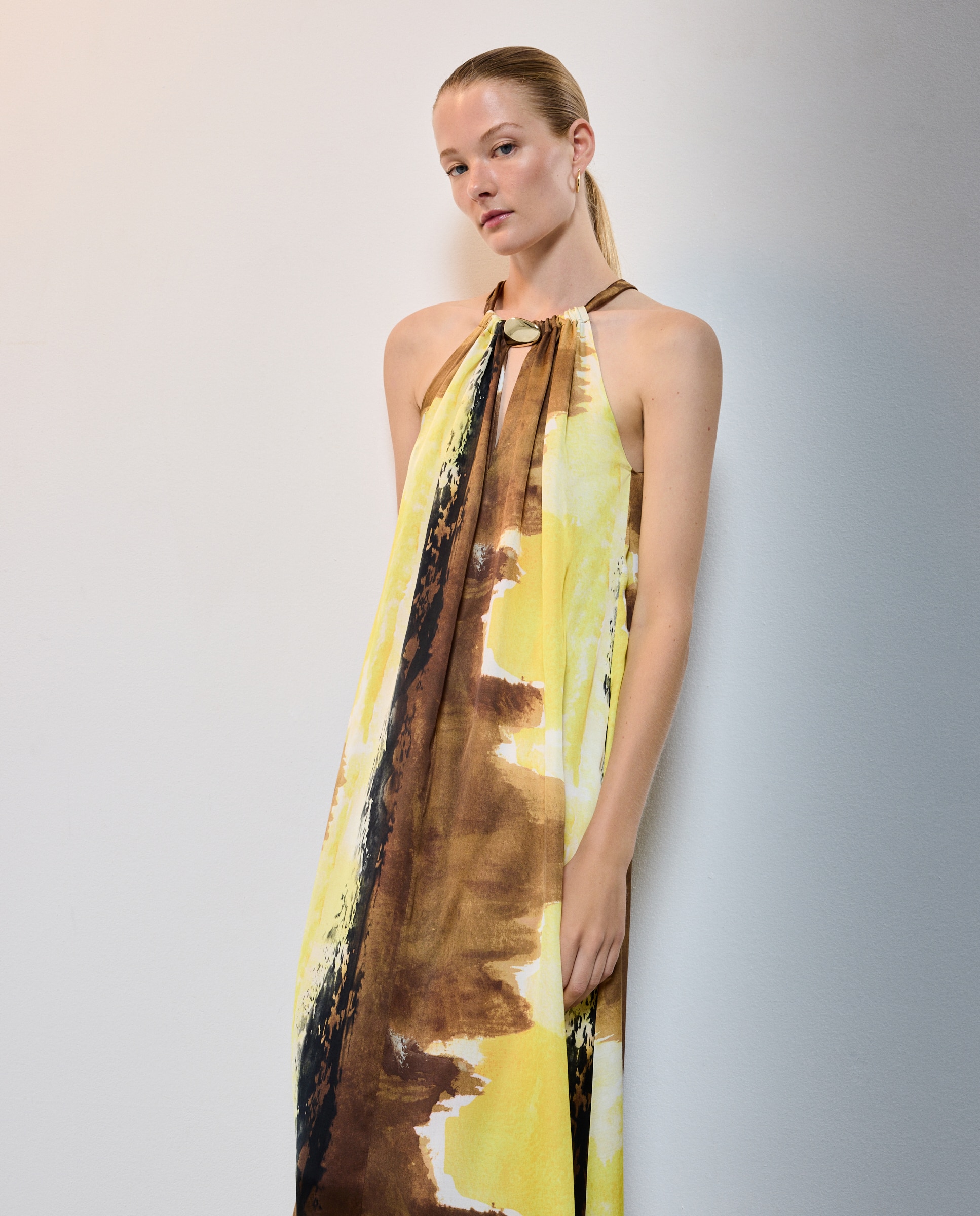 Vestido Halter com Estampado Tie Dye Amarelo-2