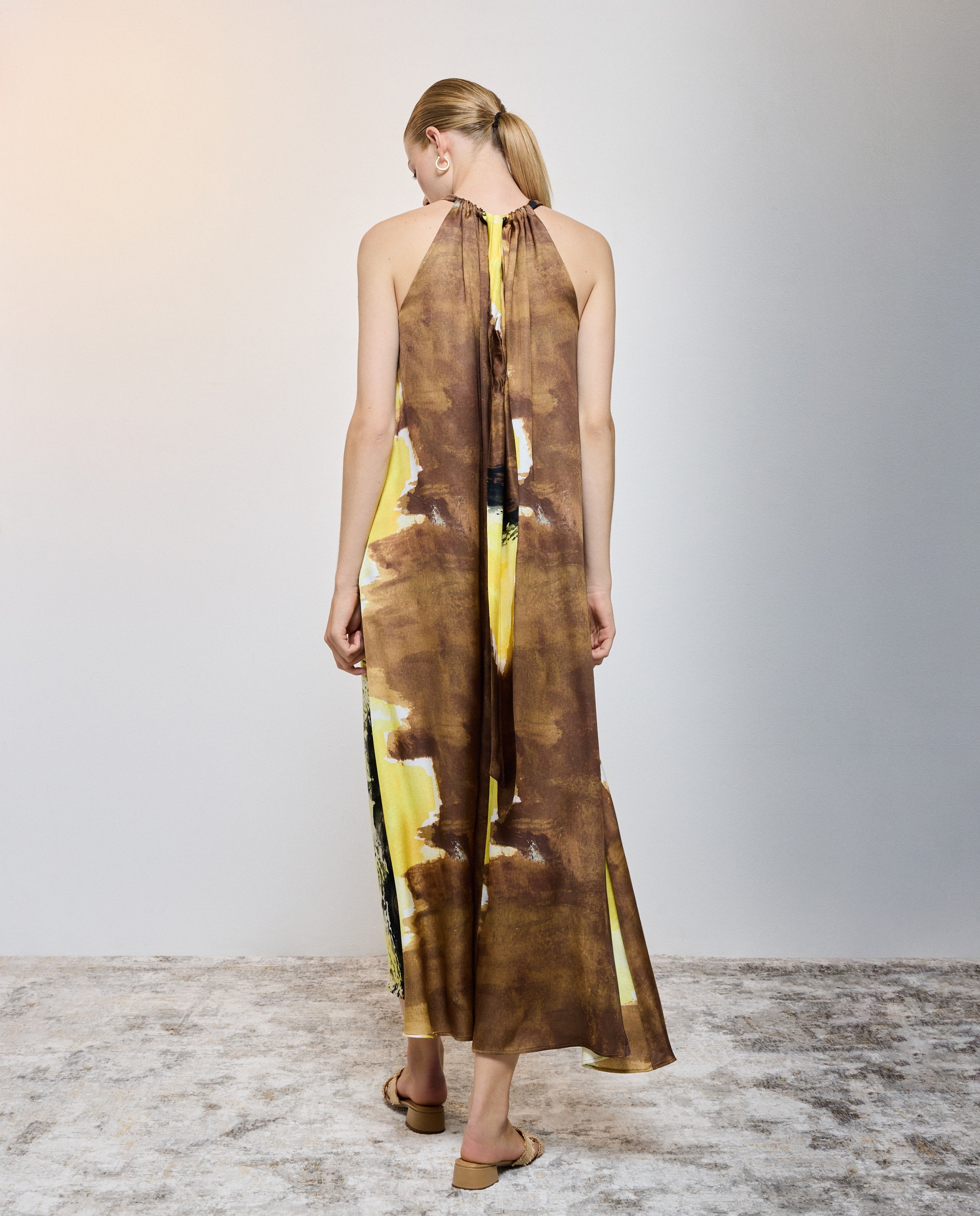 Vestido Halter com Estampado Tie Dye Amarelo-3