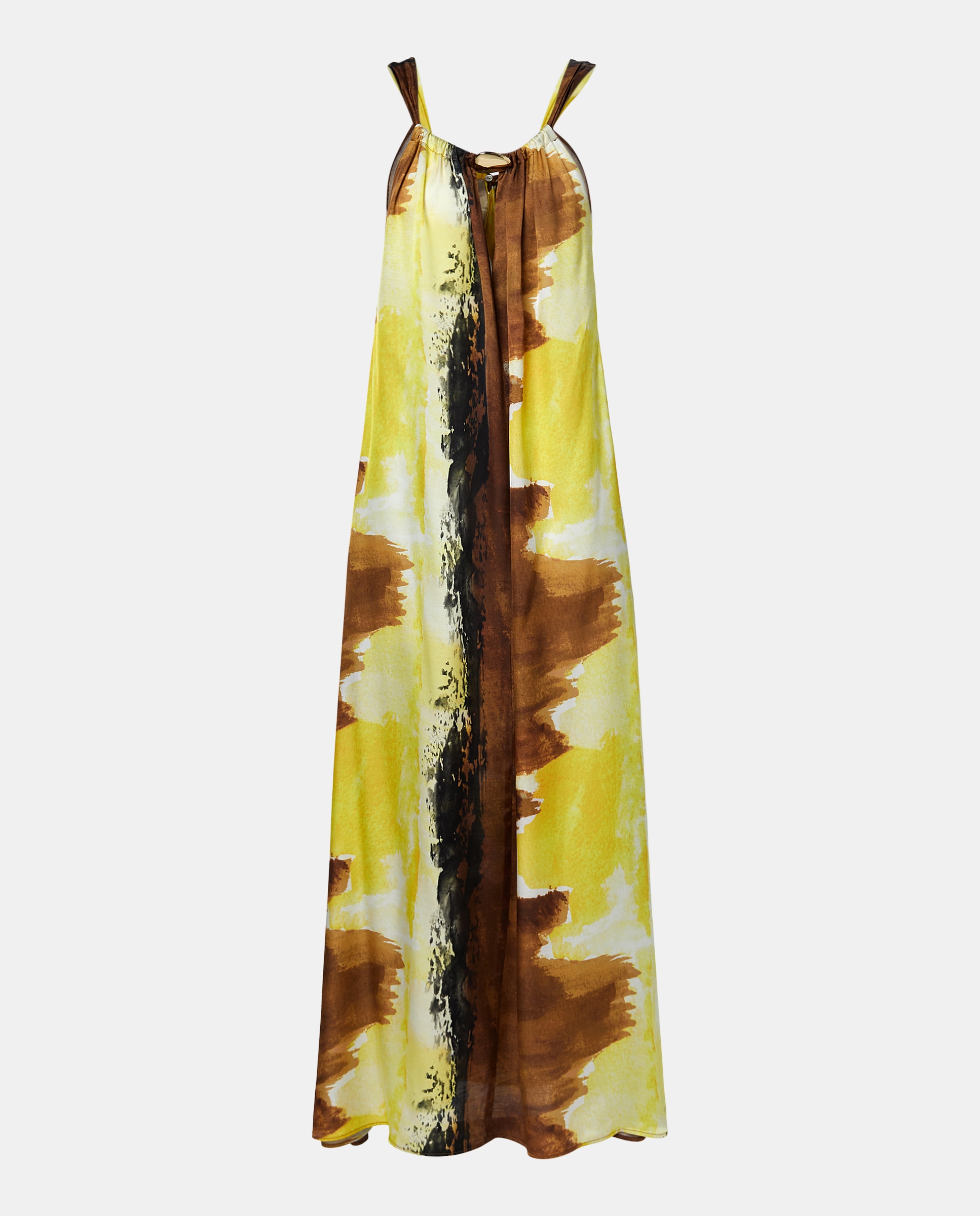 Vestido Halter com Estampado Tie Dye Amarelo-4