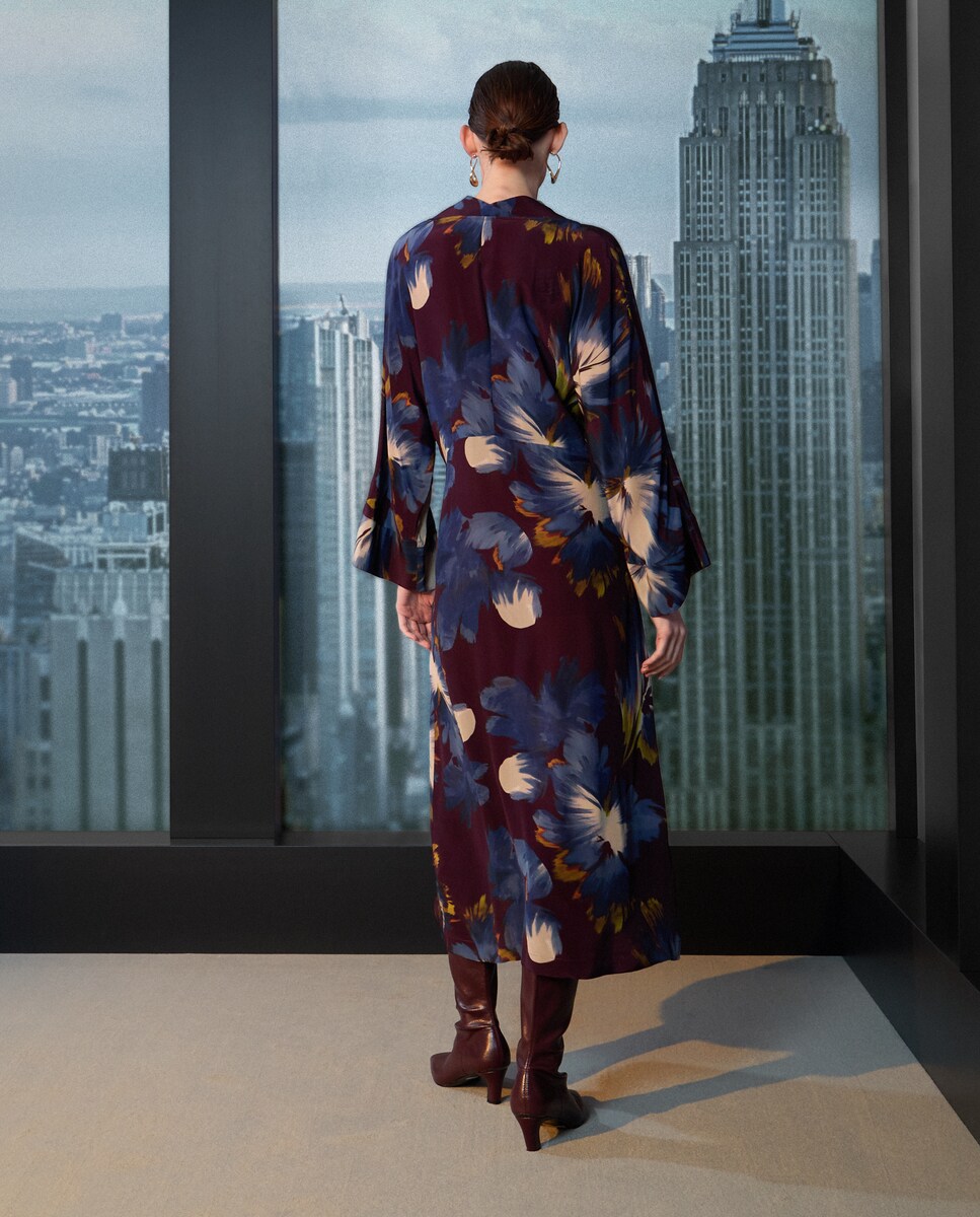 Vestido Tipo Túnica com Estampado Floral Vermelho-3