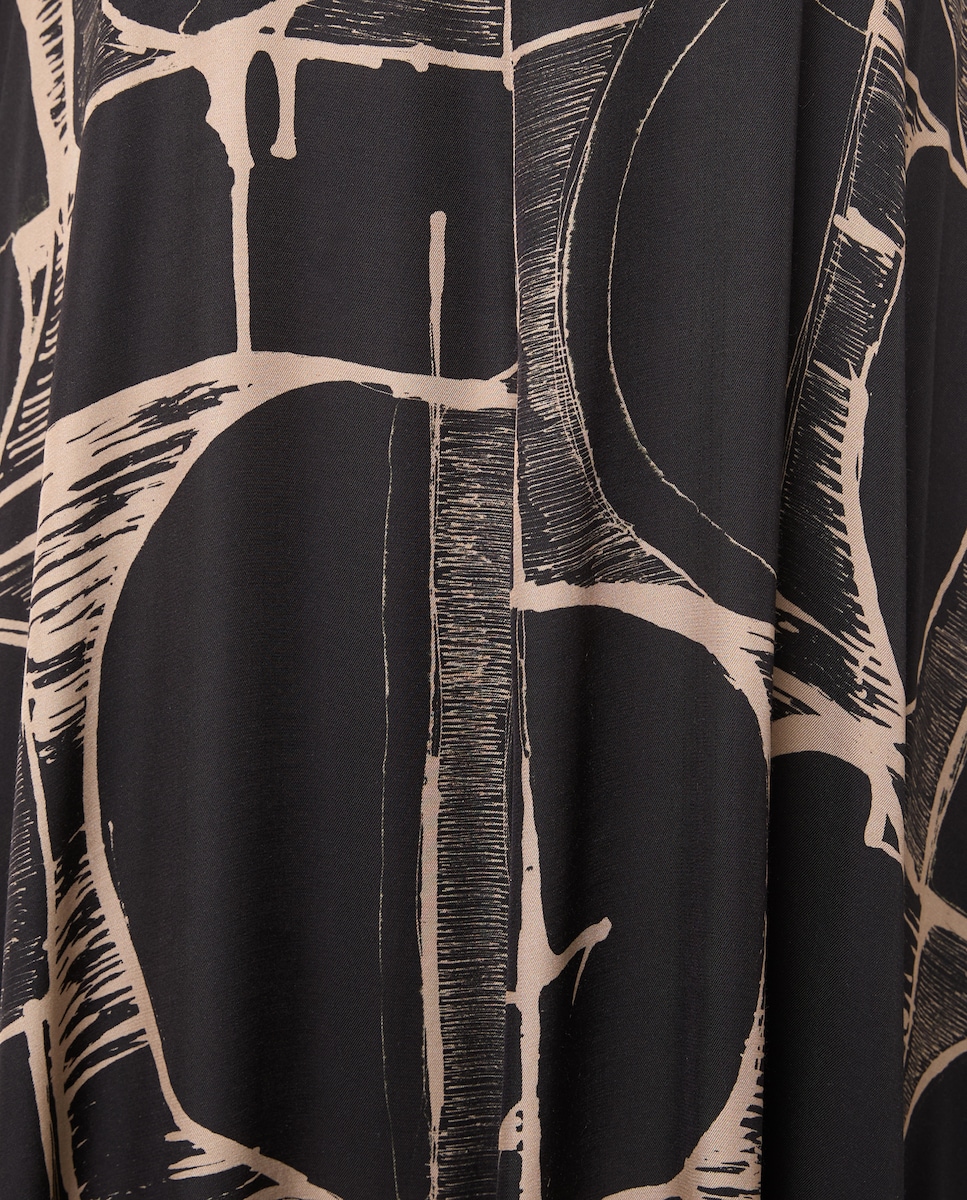 Vestido Midi com Estampado de Letras Preto-6