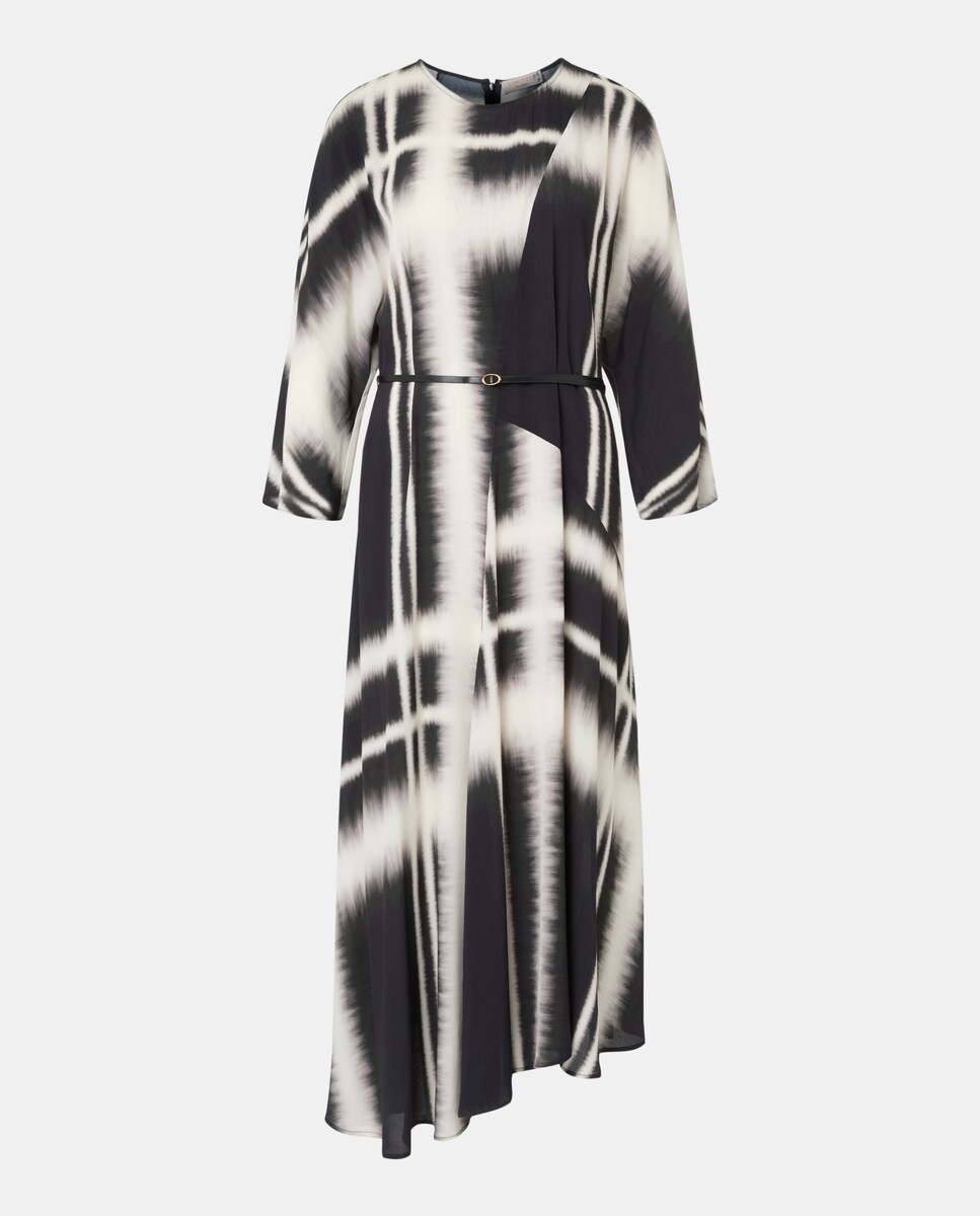 Vestido Midi com Estampado aos Quadrados Preto-5