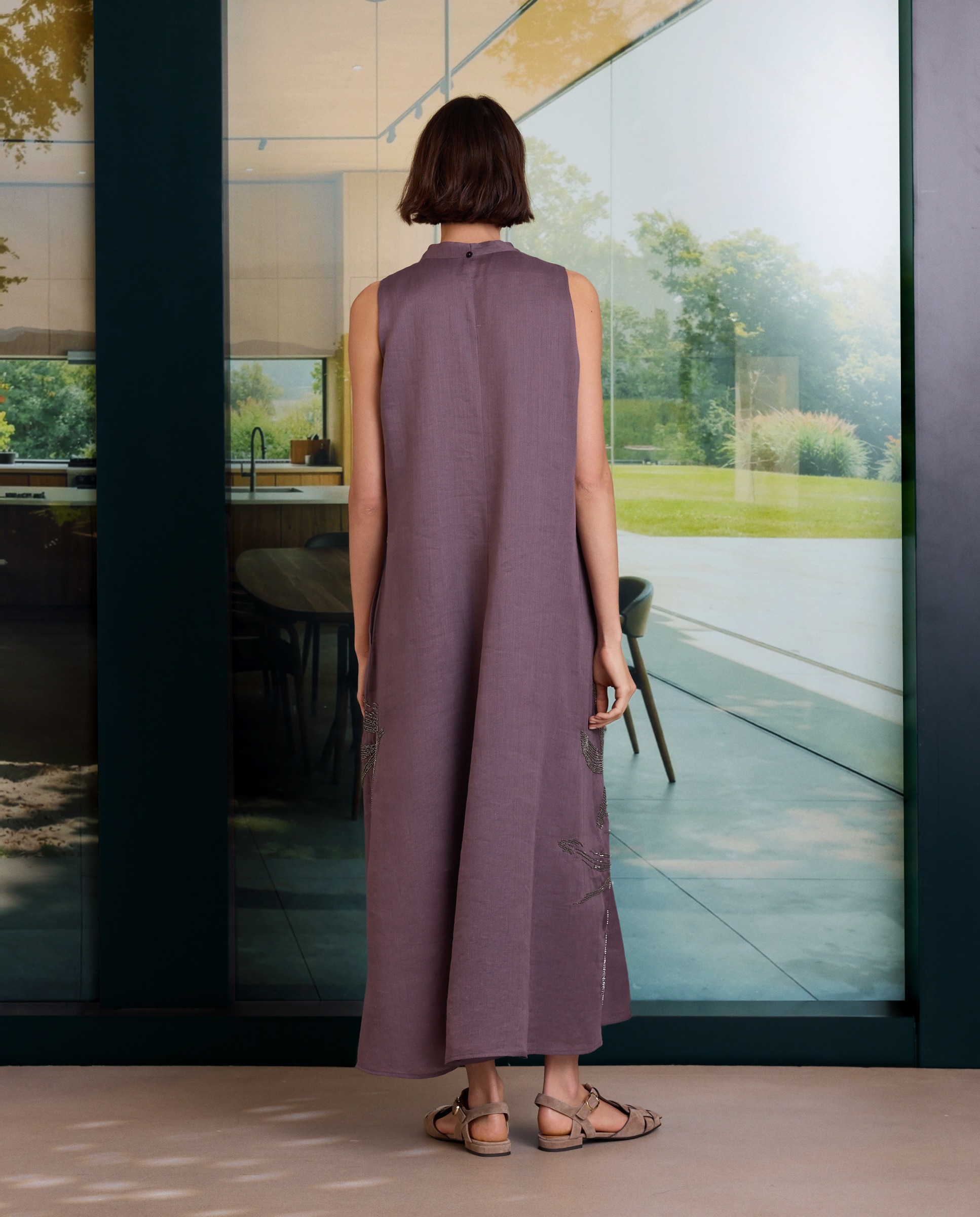 Vestido halter de ramio bordado - Woman Limited El Corte Inglés - 200 Rosa Morado-5