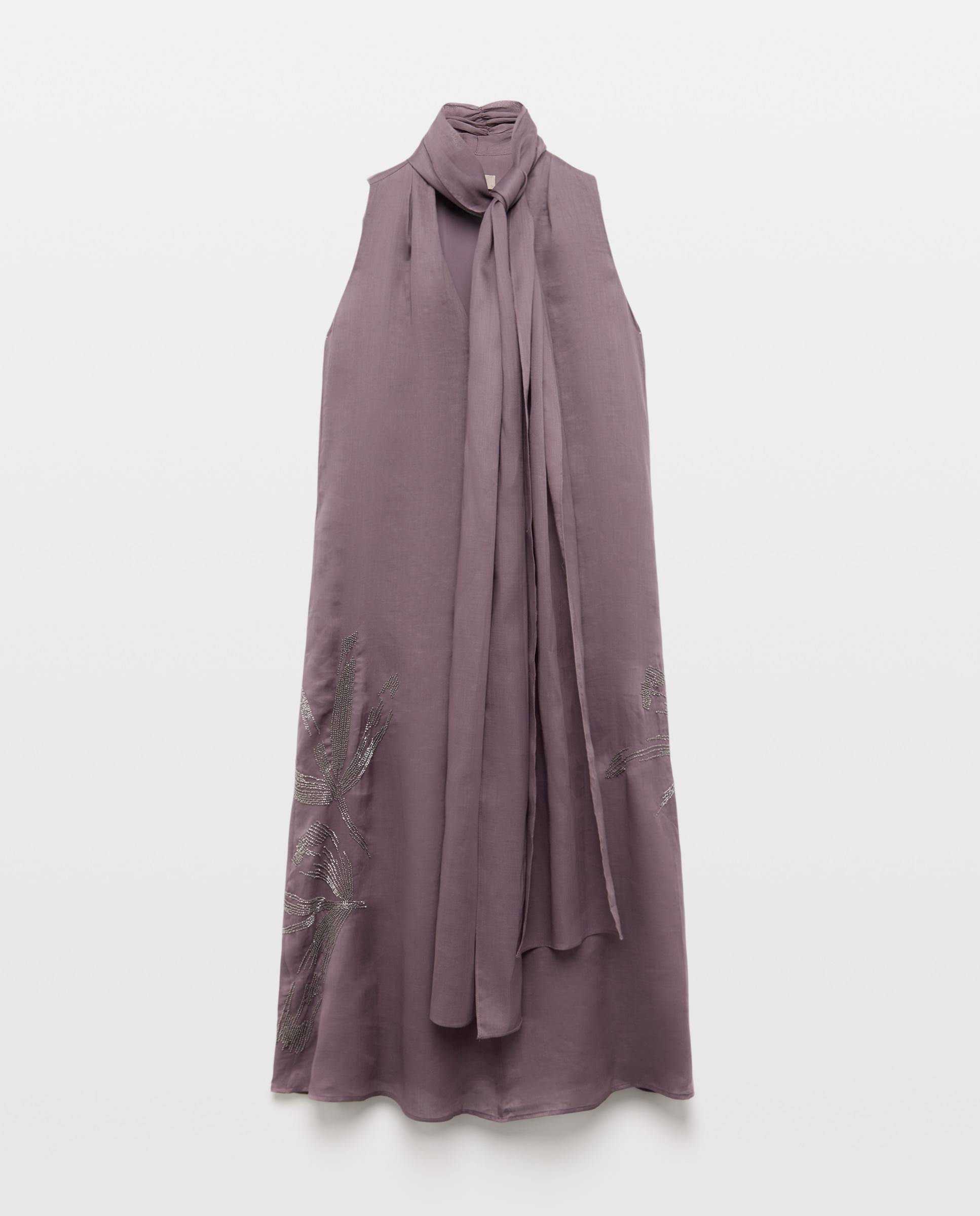 Vestido halter de ramio bordado - Woman Limited El Corte Inglés - 200 Rosa Morado-6