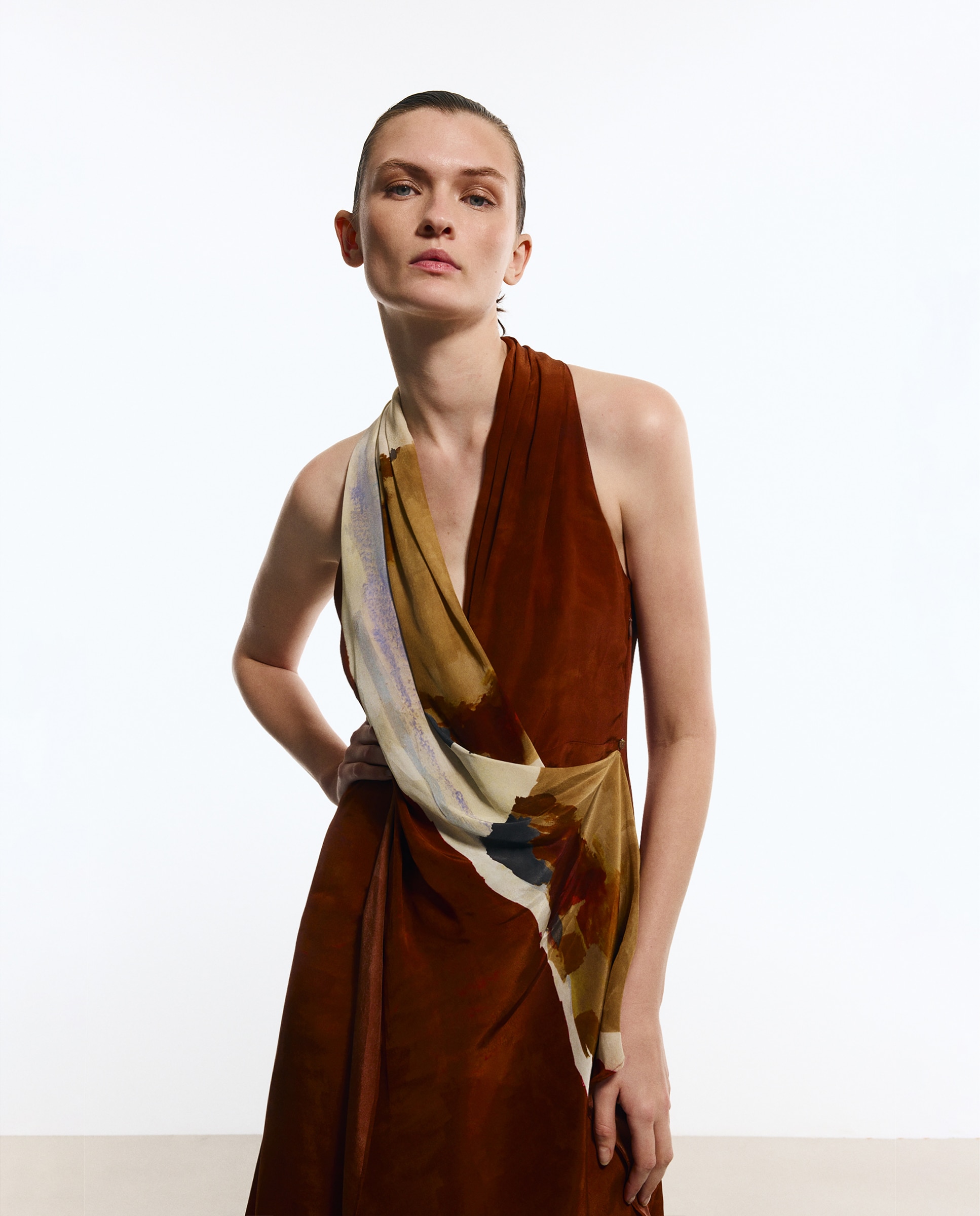 Vestido sem mangas estampado Vermelho-2