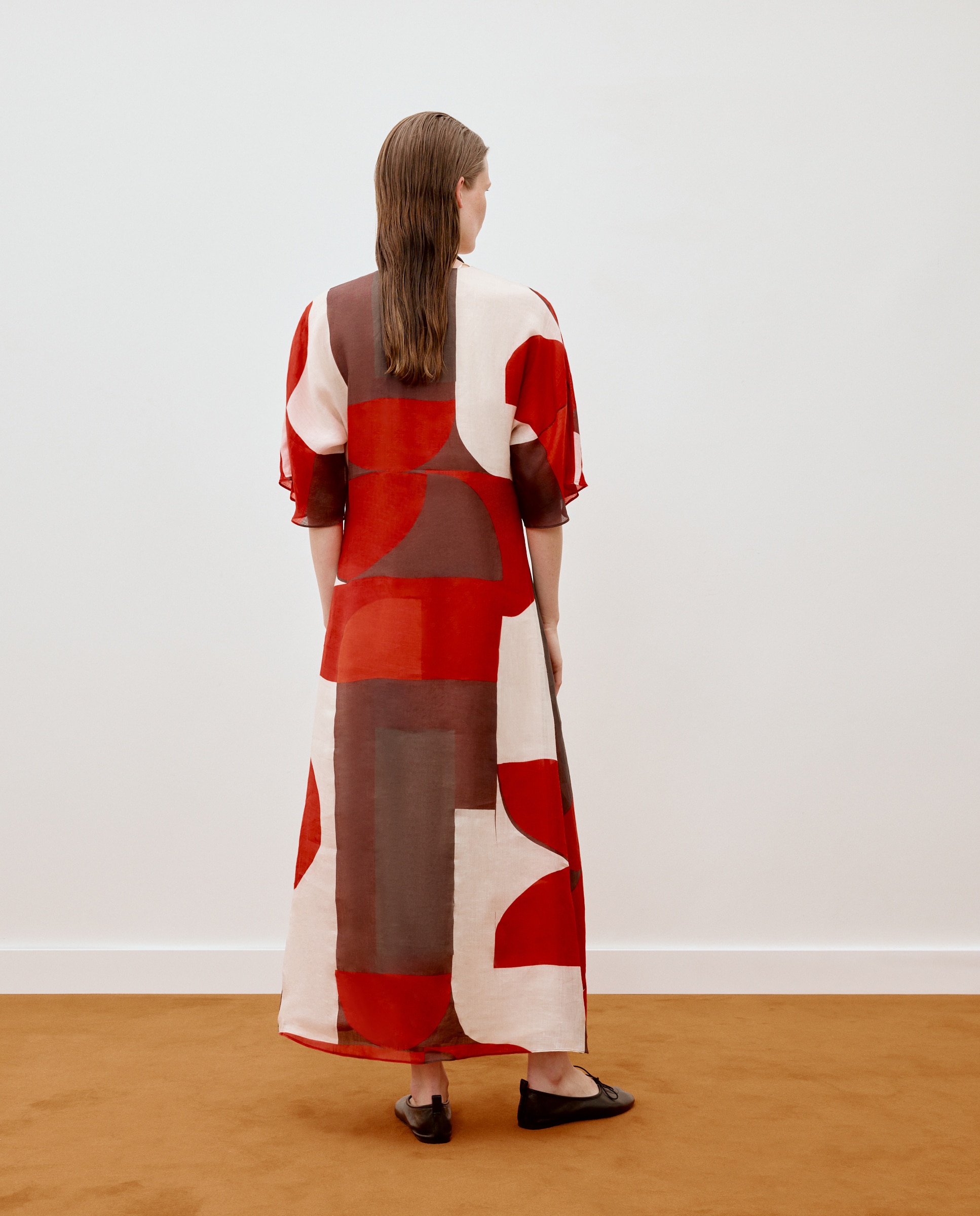 Vestido Tipo Túnica com Decote em Bico Vermelho-3