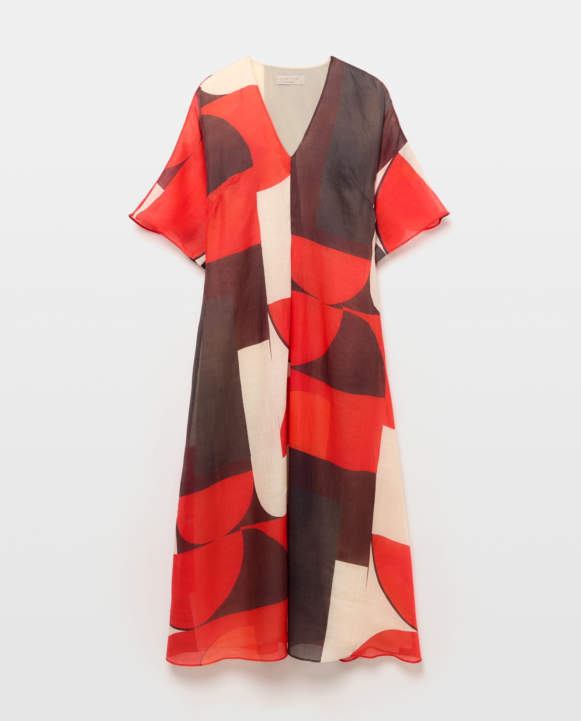 Vestido Tipo Túnica com Decote em Bico Vermelho-4
